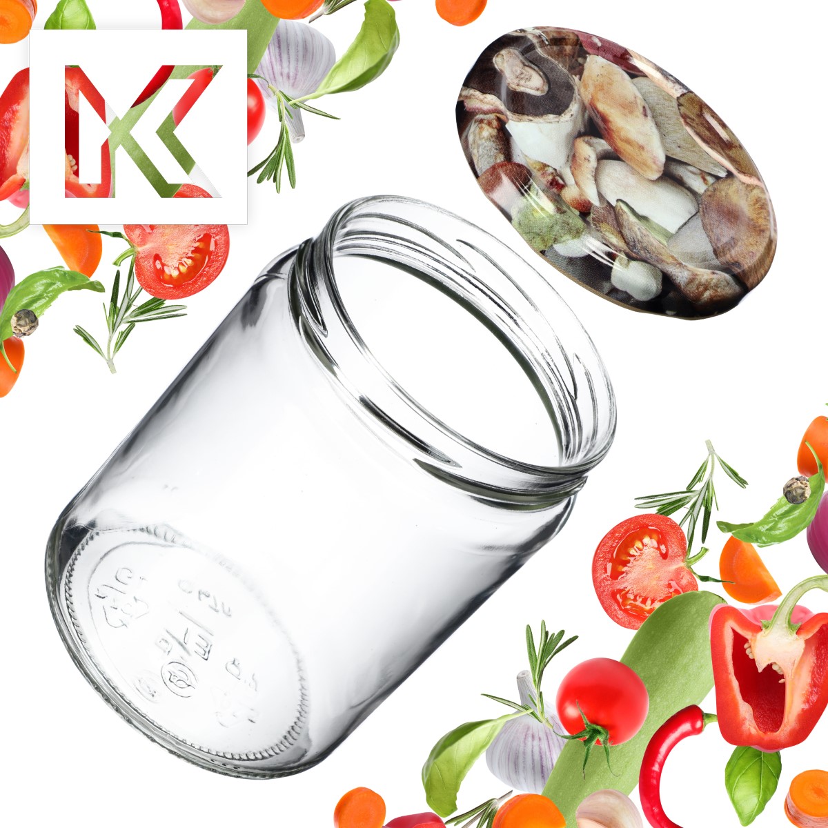 Słoiki na przetwory Maki 540ml 24szt fi 82 mm + wieczka "Grzyby"