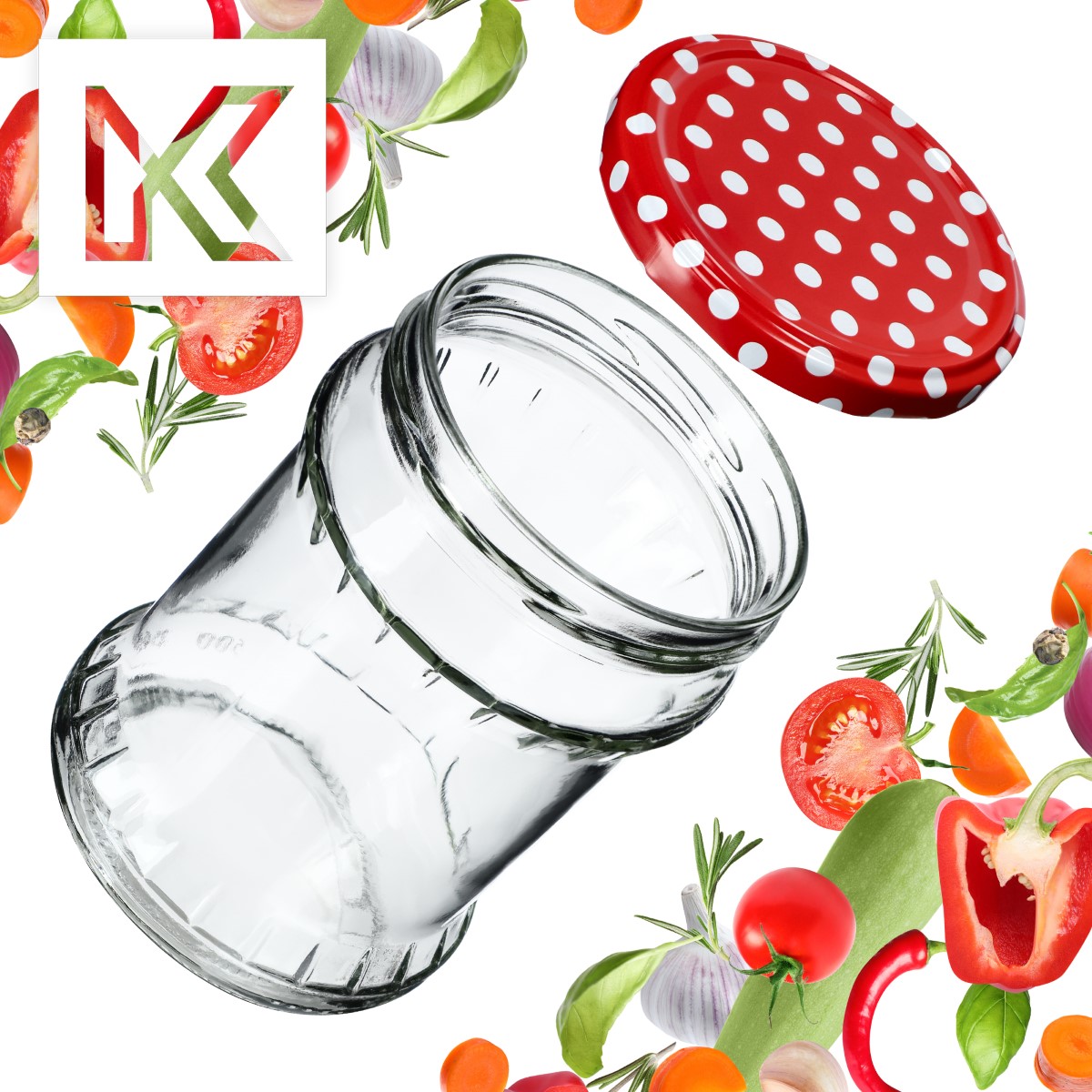 Słoiki na przetwory Kisko 500ml 48szt fi 82 mm + wieczka "Groszek czerwony"