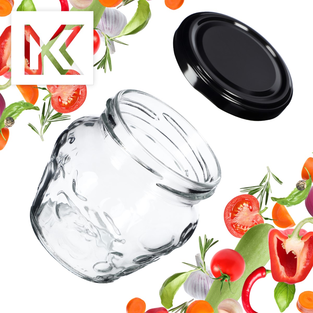 Słoiki Kemi 200ml 100szt fi 66 mm + wieczka czarne