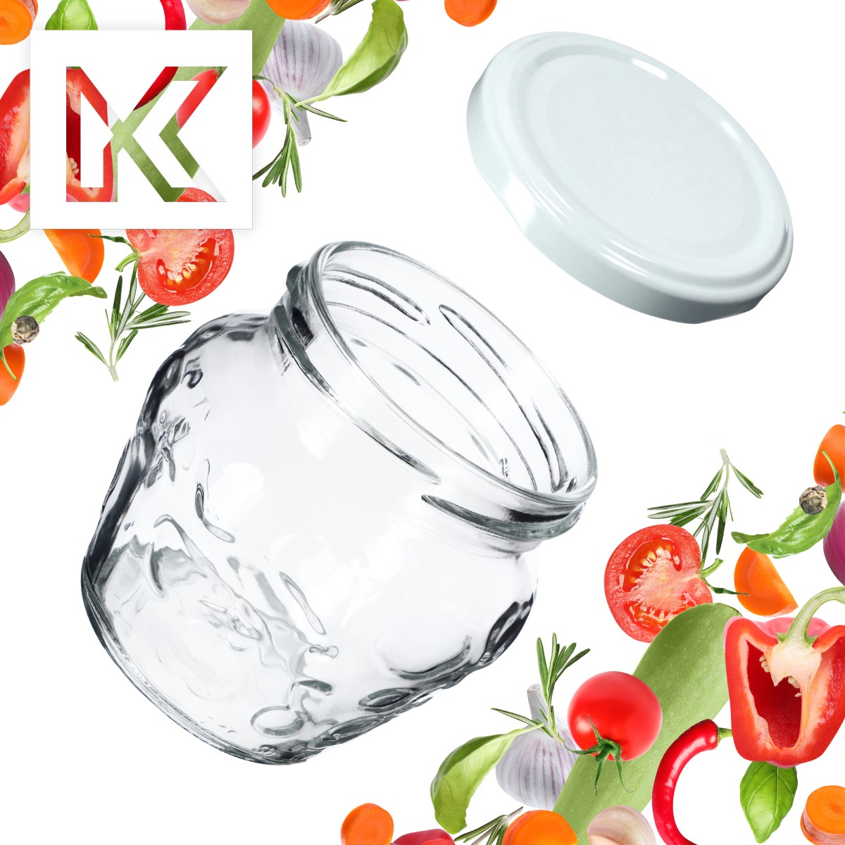 Słoiki Kemi 200ml 50szt fi 66 mm + wieczka białe