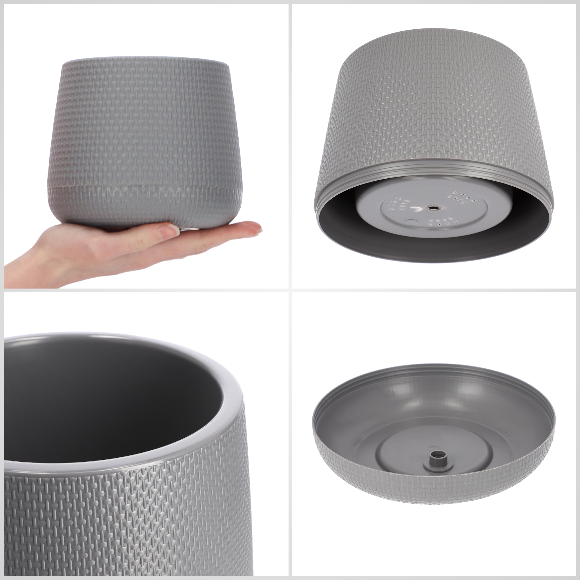 Doniczka z podstawką Peri 13 cm, szara