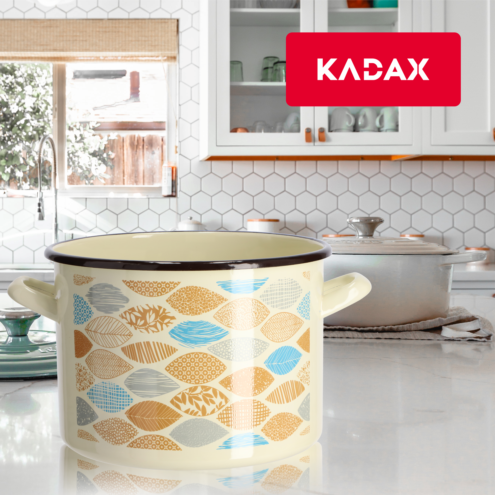 Garnek emaliowany wysoki z kalką 2.4L, żółty