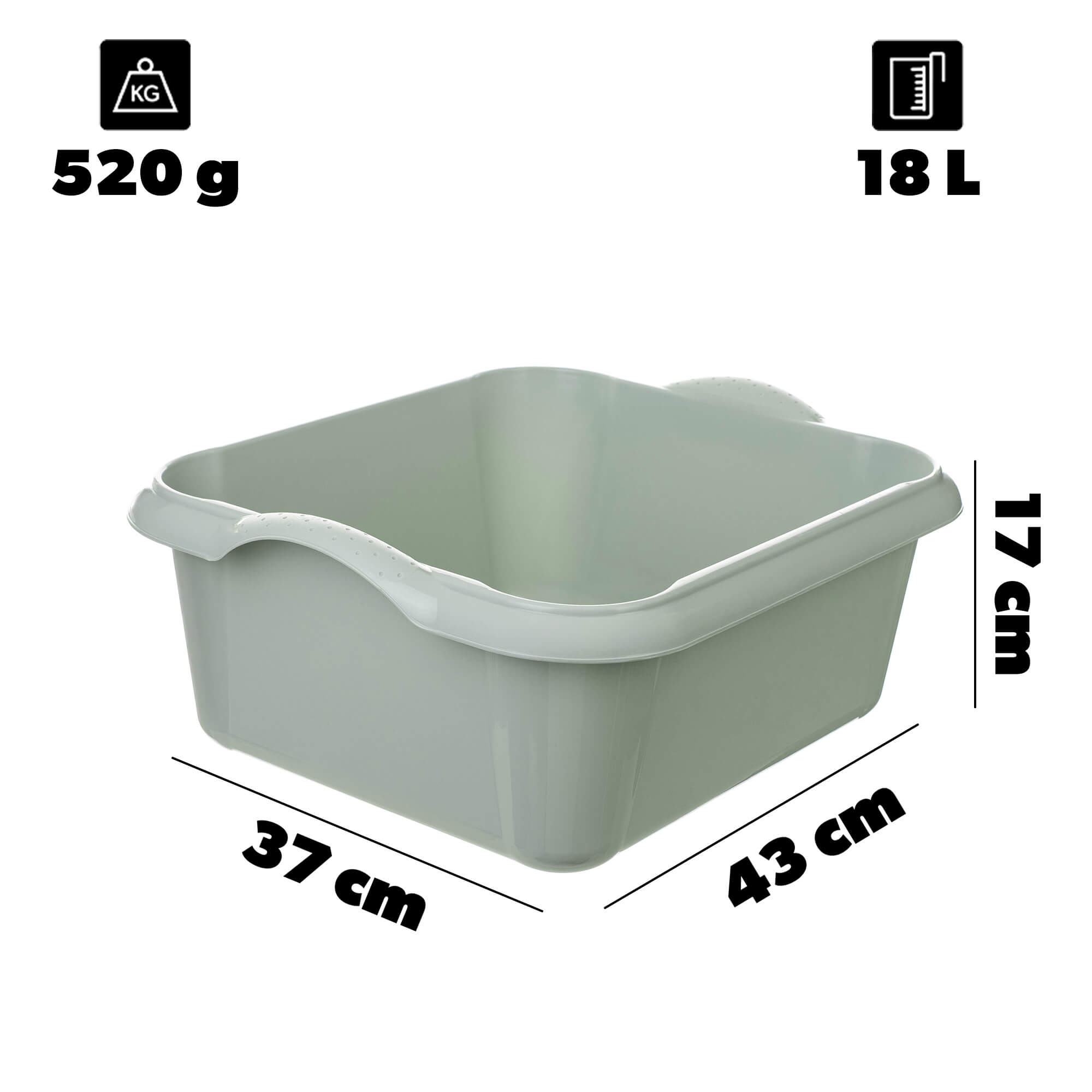 Miska prostokątna Ognes 18L zielony pastel