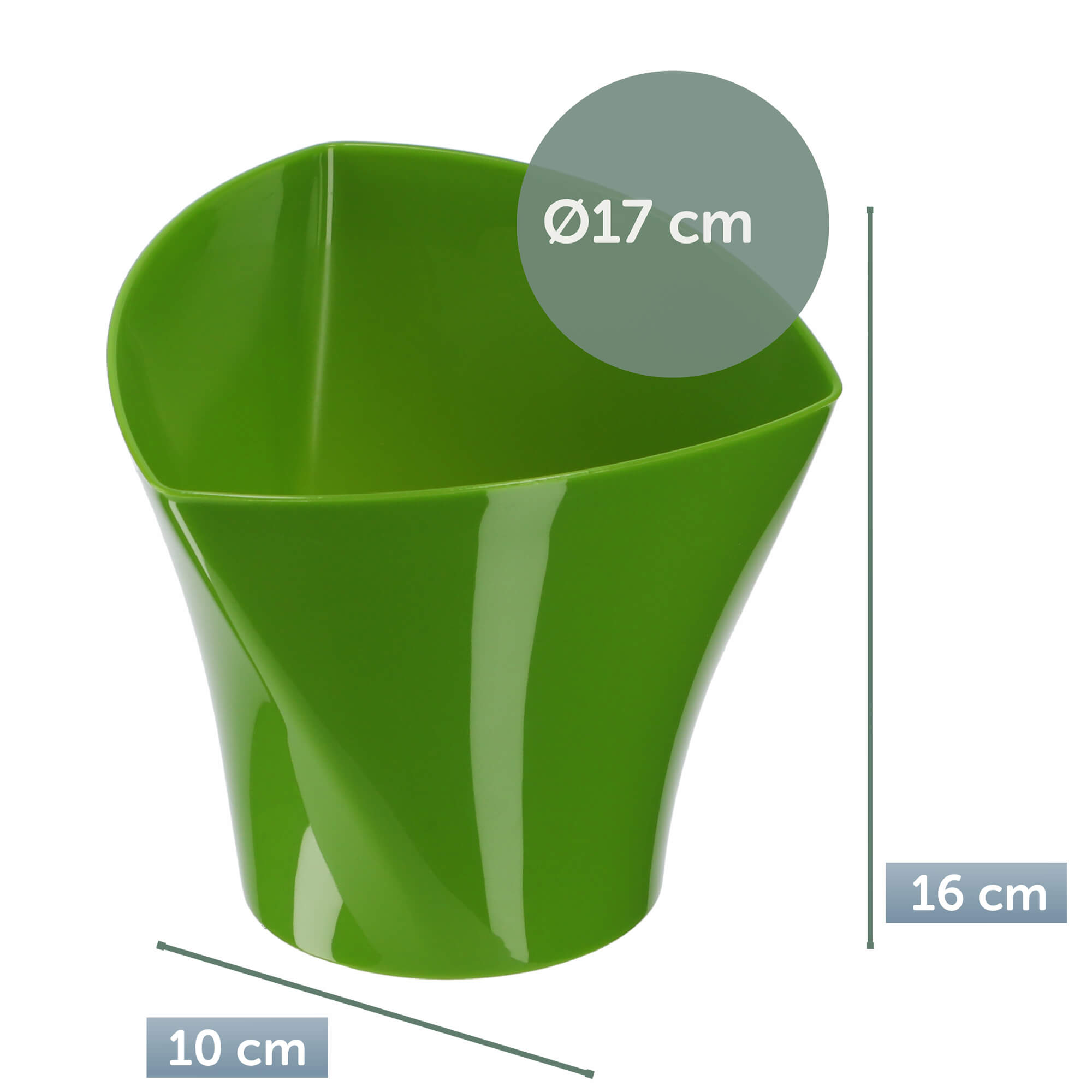 Doniczka asymetryczna 17 cm, zielona