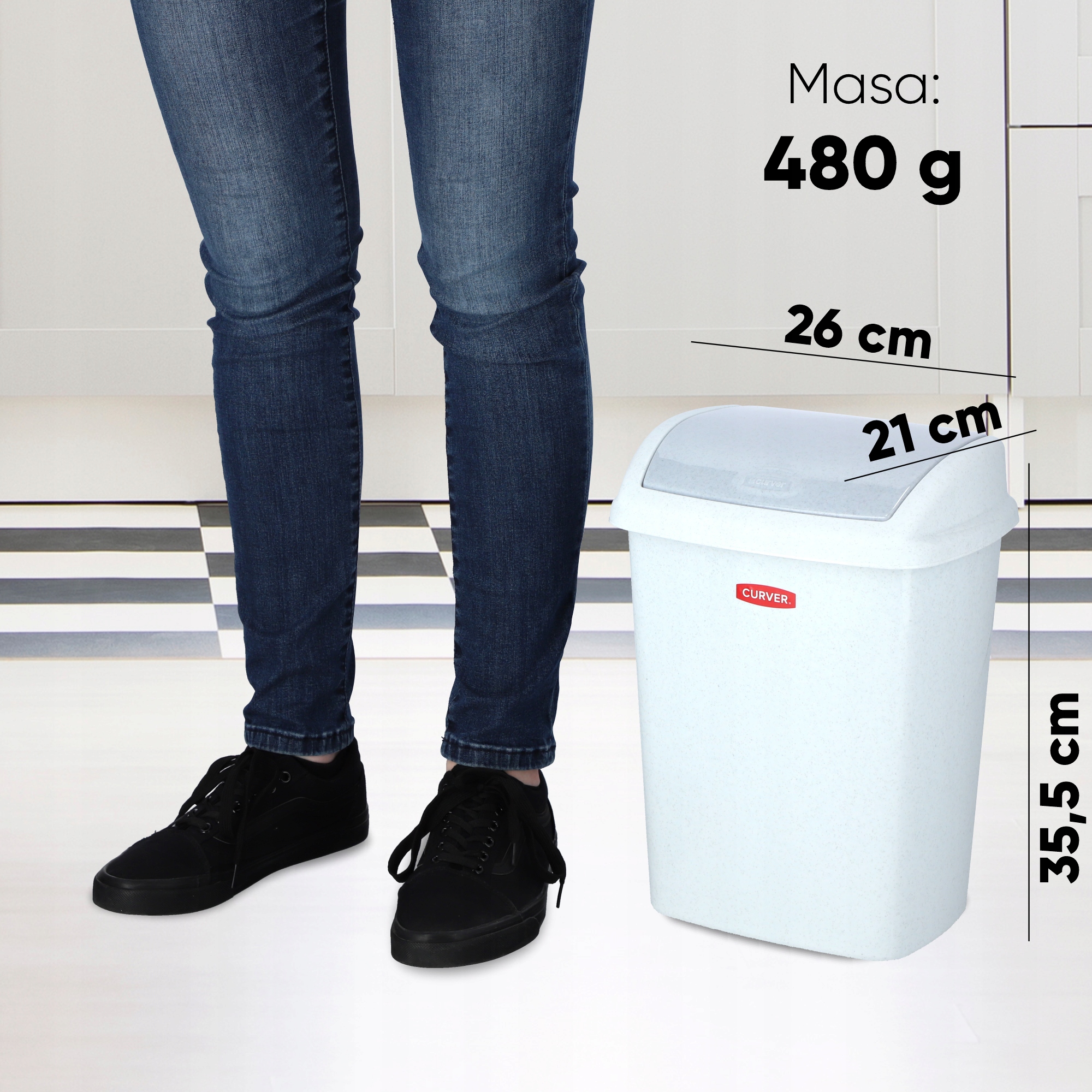 Kosz na śmieci uchylny Curver Dominik 10L, granitowy