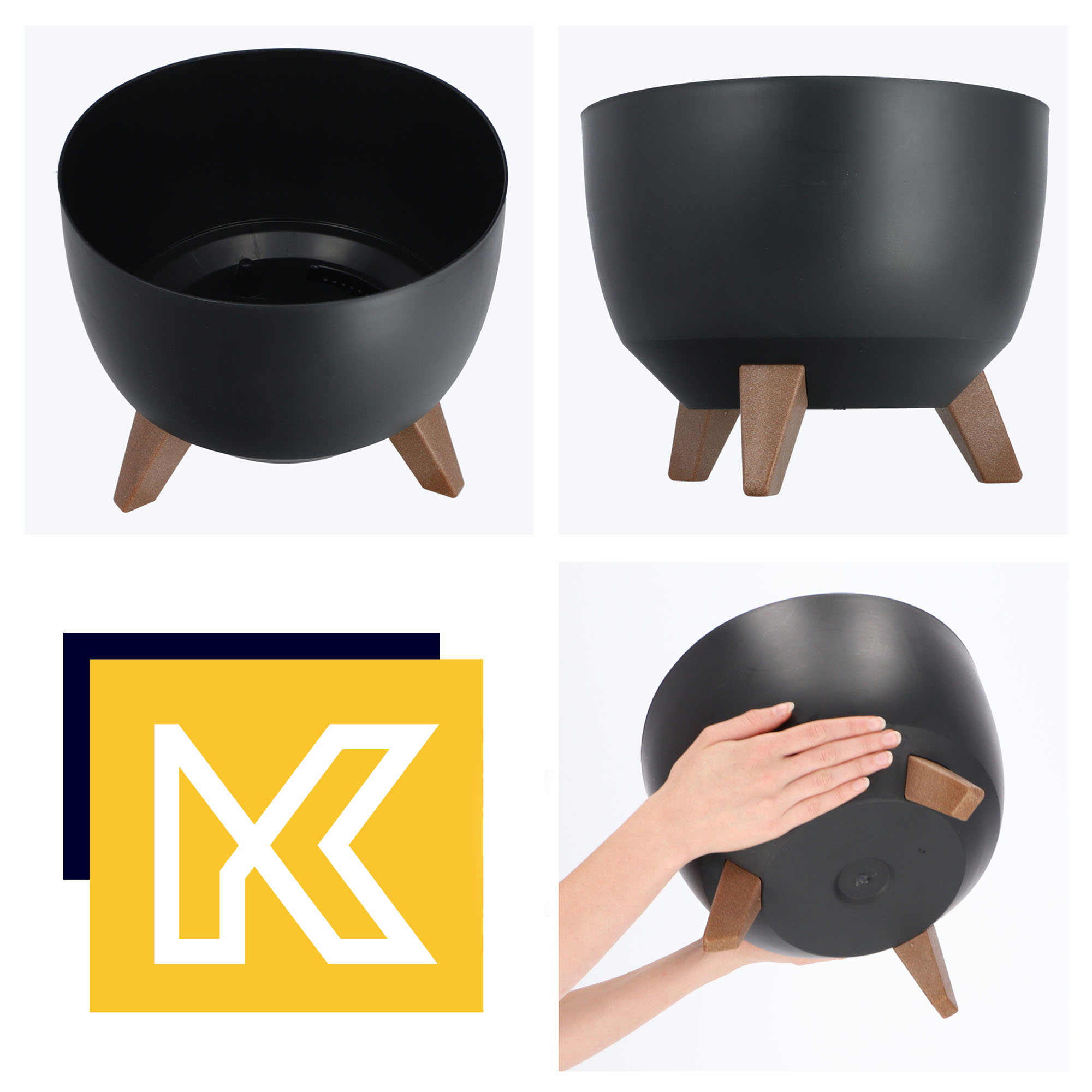 Misa na kwiaty z nóżkami czarna Luri 29 cm + 40 cm, 2 szt.