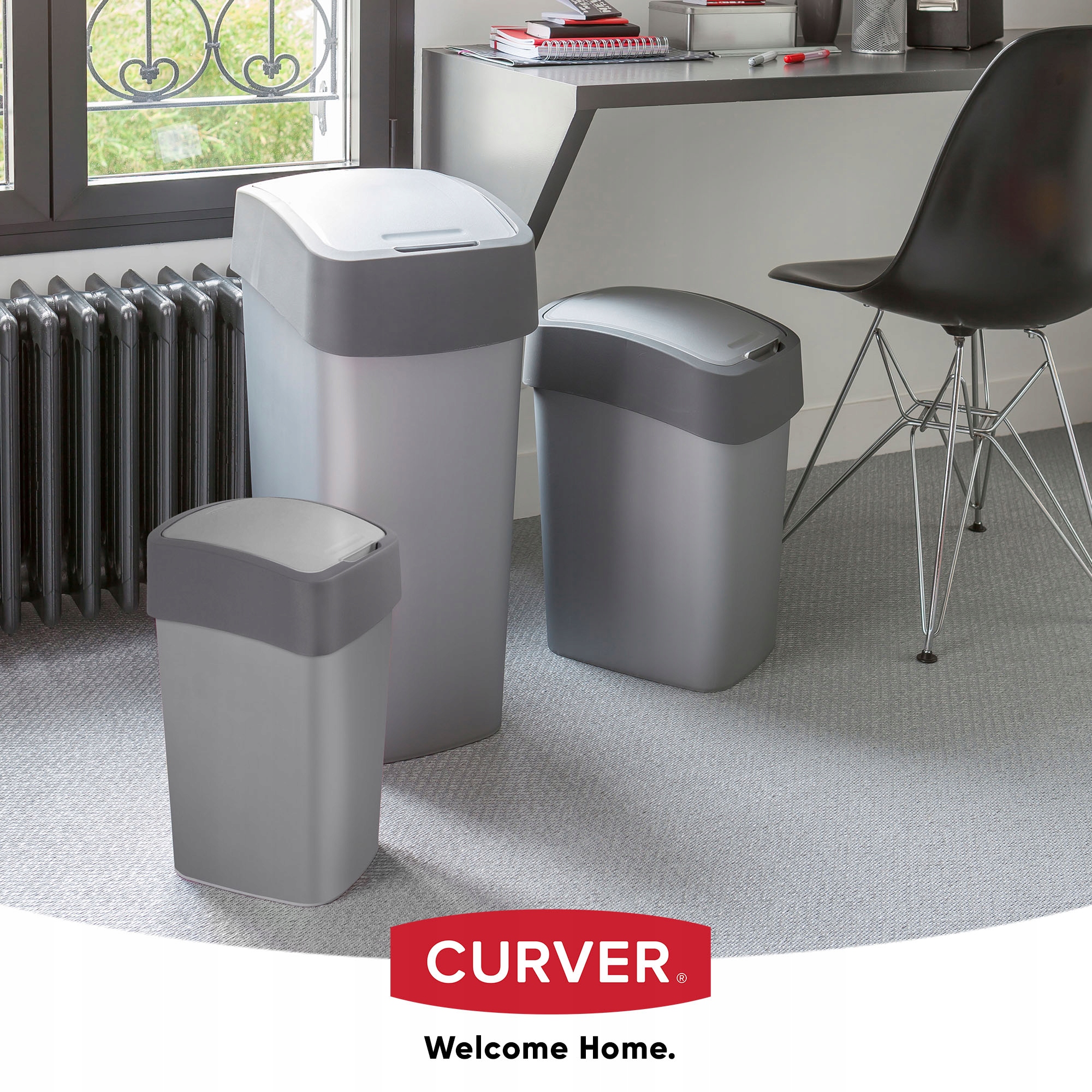 Kosz na śmieci Curver Flip Bin 25L, grafitowy