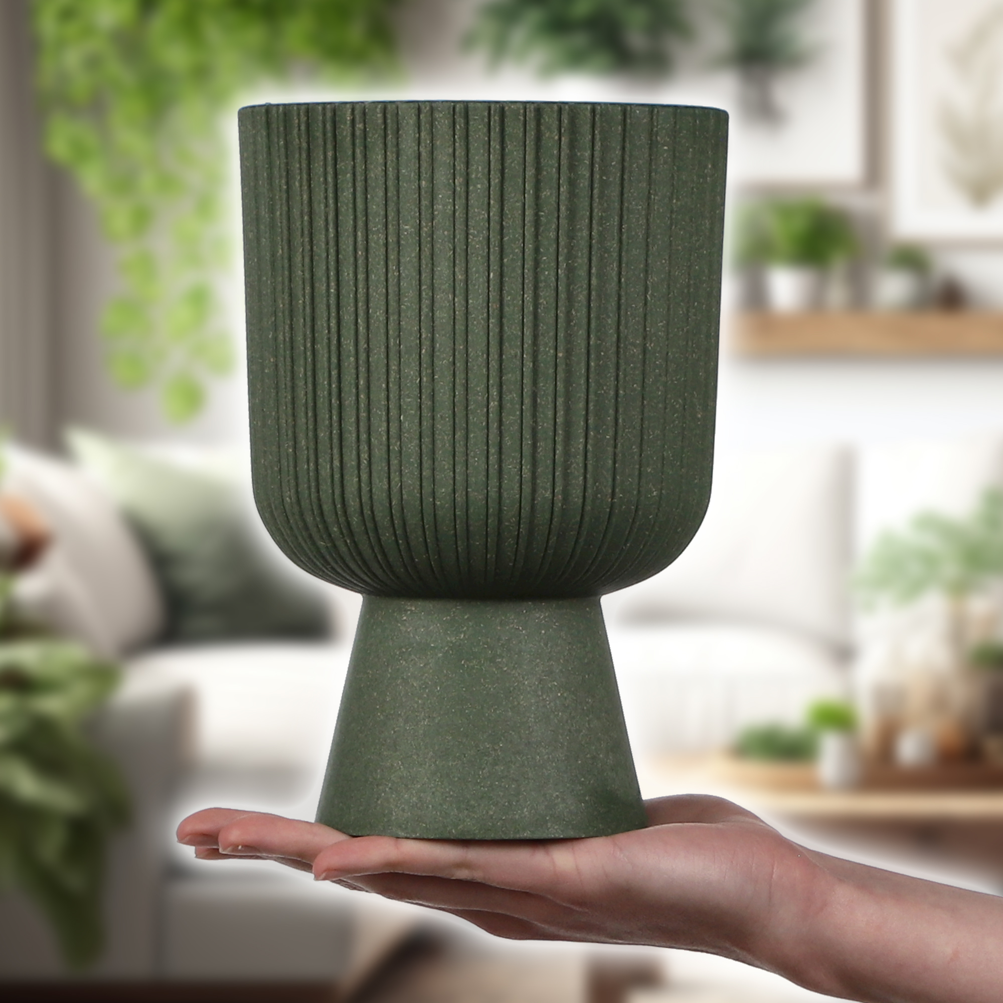 Doniczka na nóżce Golem Eco 18 cm, malachit