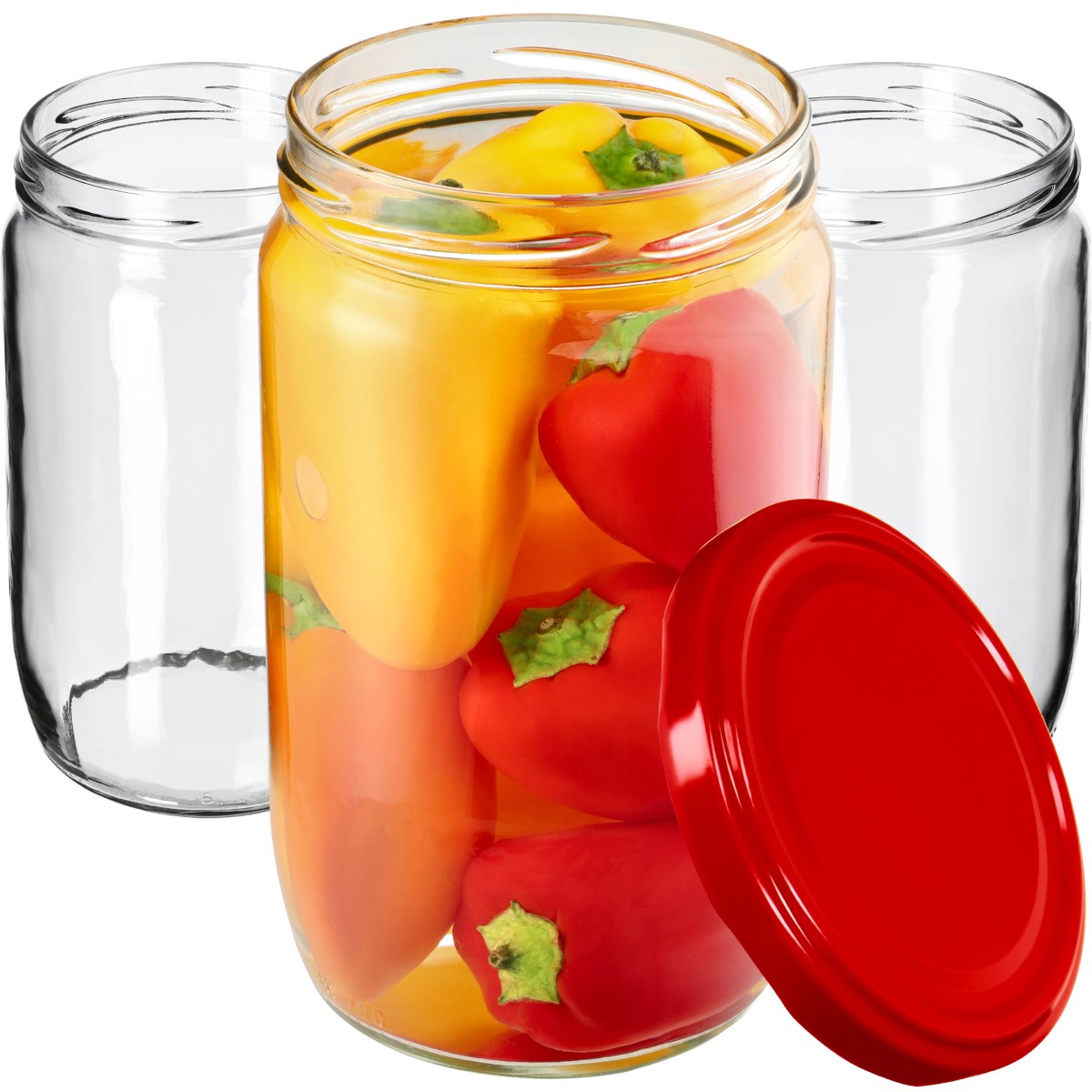 Słoiki na przetwory Niva 720ml 48szt fi 82 mm + wieczka czerwone