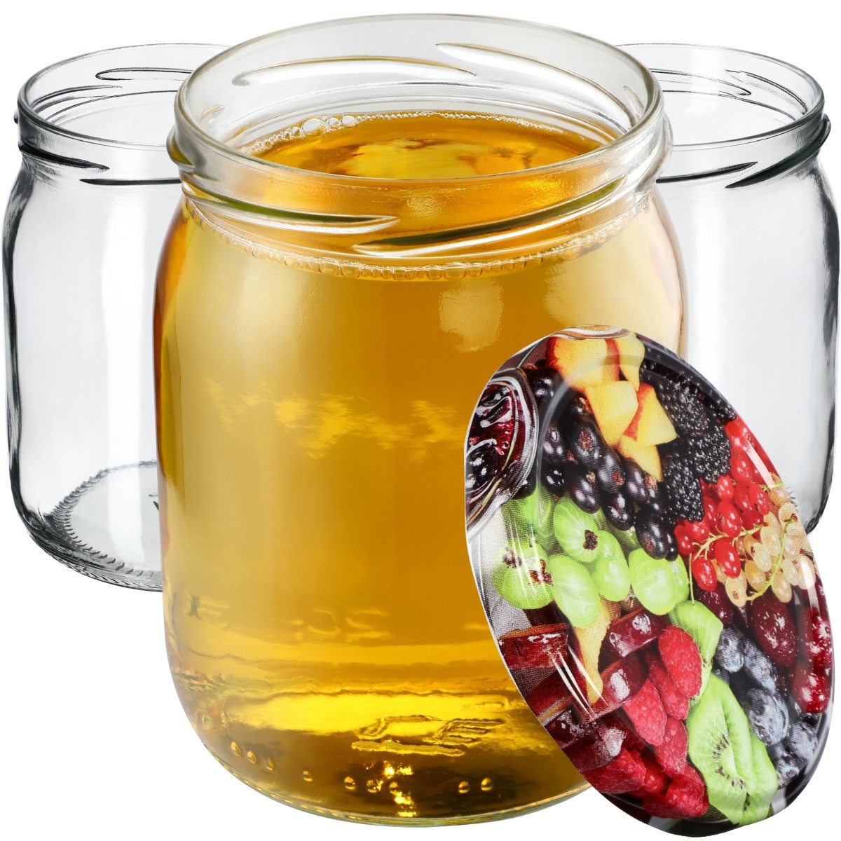 Słoiki Senna 540ml 8szt fi 82 mm + wieczka "Mix owoców"
