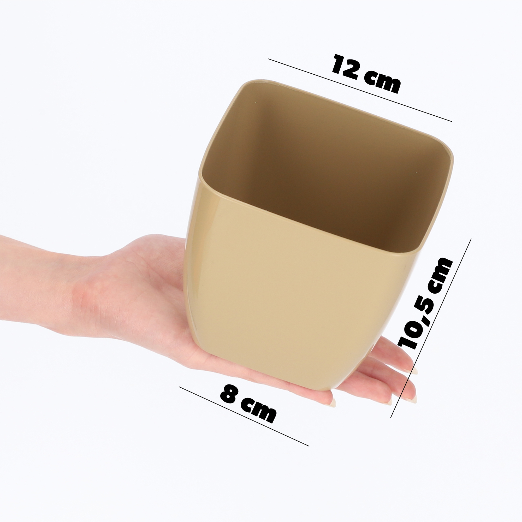 Doniczka kwadratowa Borgo 12 cm, beżowa