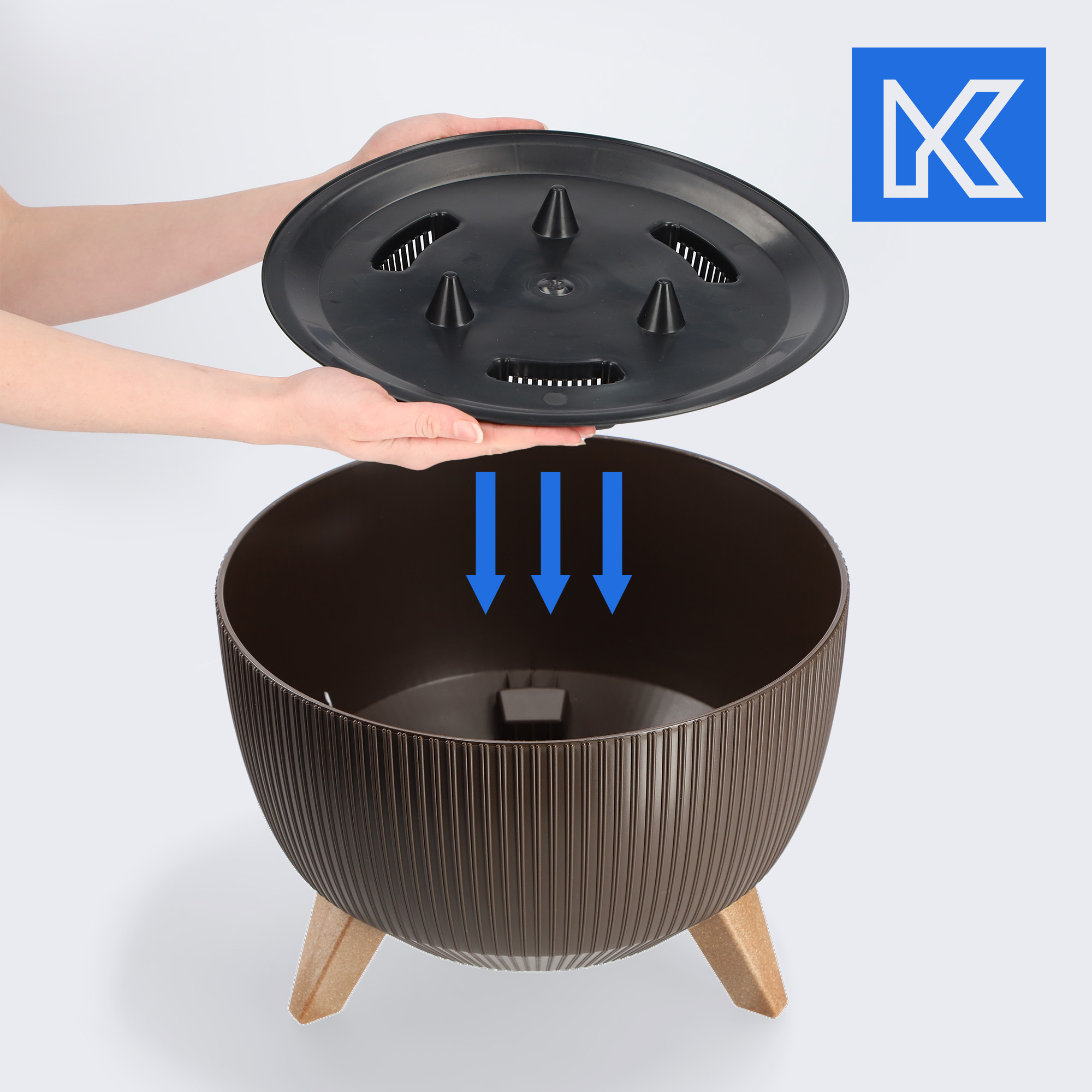 Misa na kwiaty z nóżkami Milis 29 cm, mokka