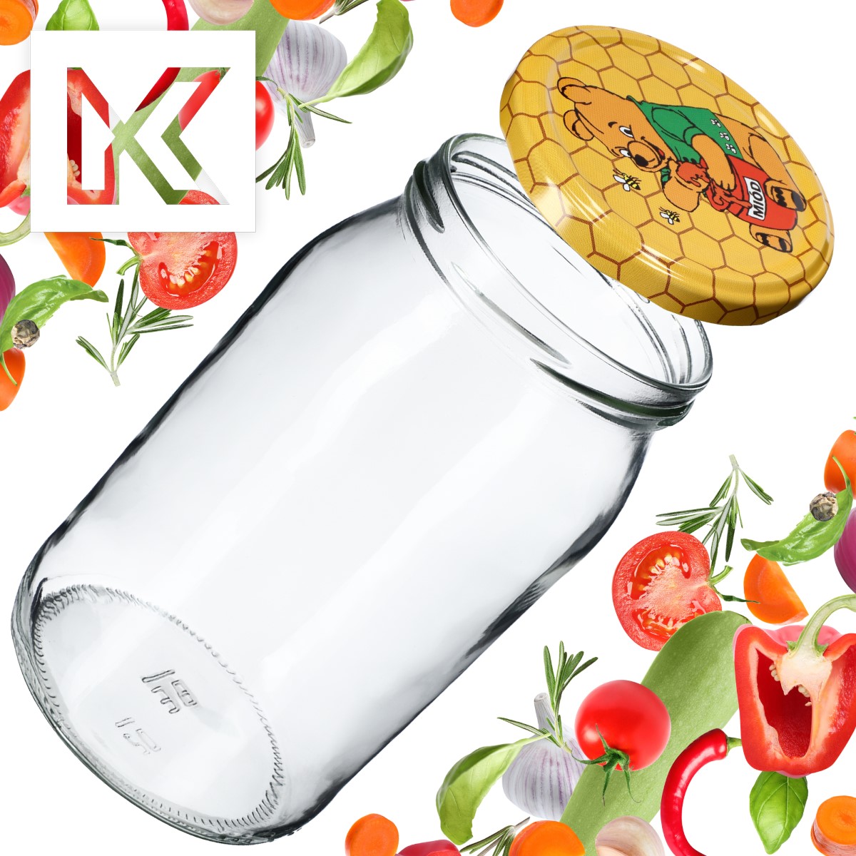 Słoiki na przetwory Niva 760ml 16szt fi 82 mm + wieczka "Miód"