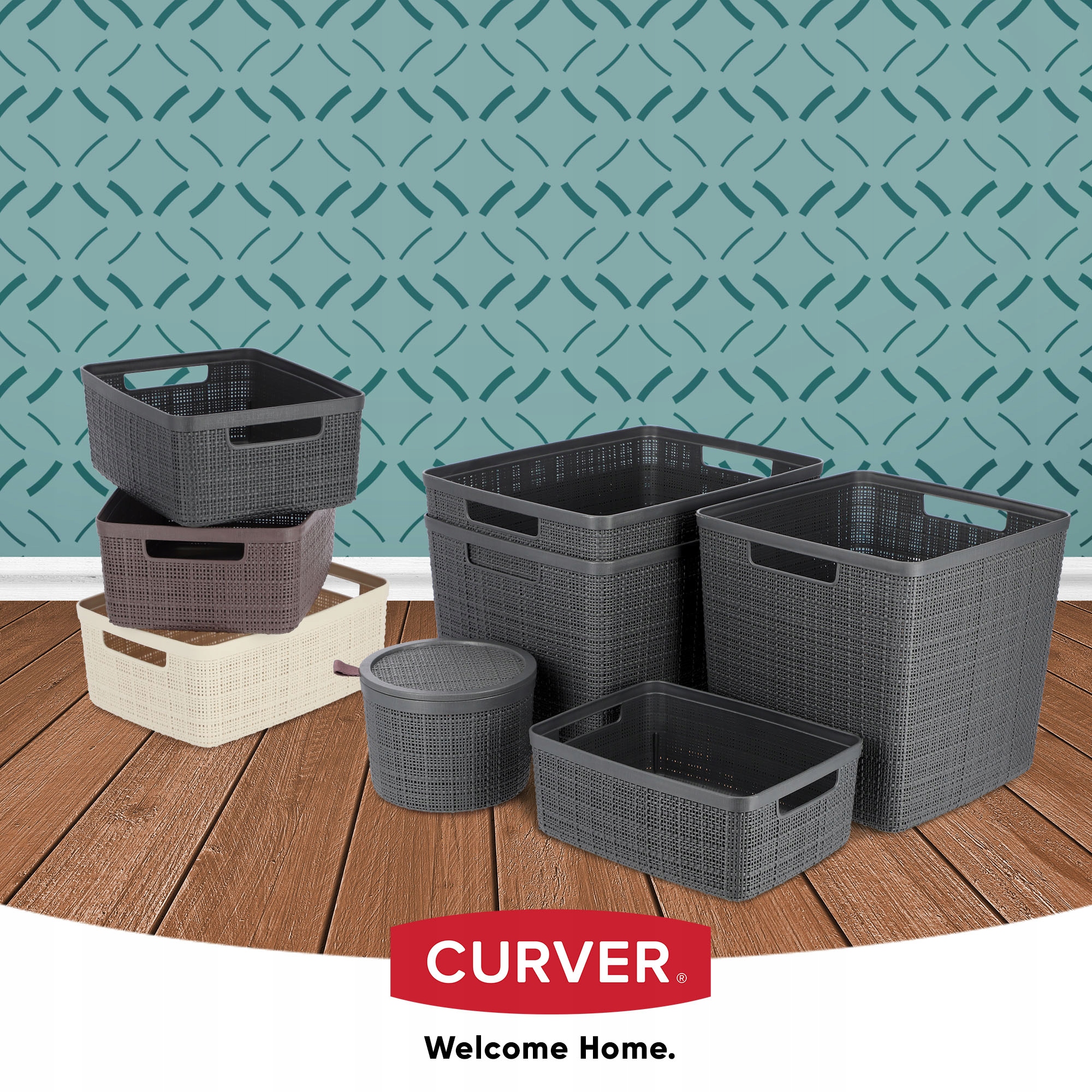Pojemnik do przechowywania 5L Curver Jute, antracyt