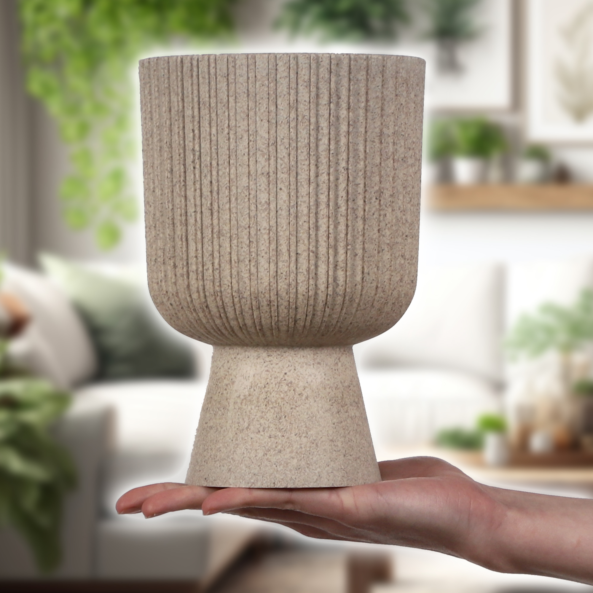 Doniczka na nóżce Golem Eco 14 cm, biała