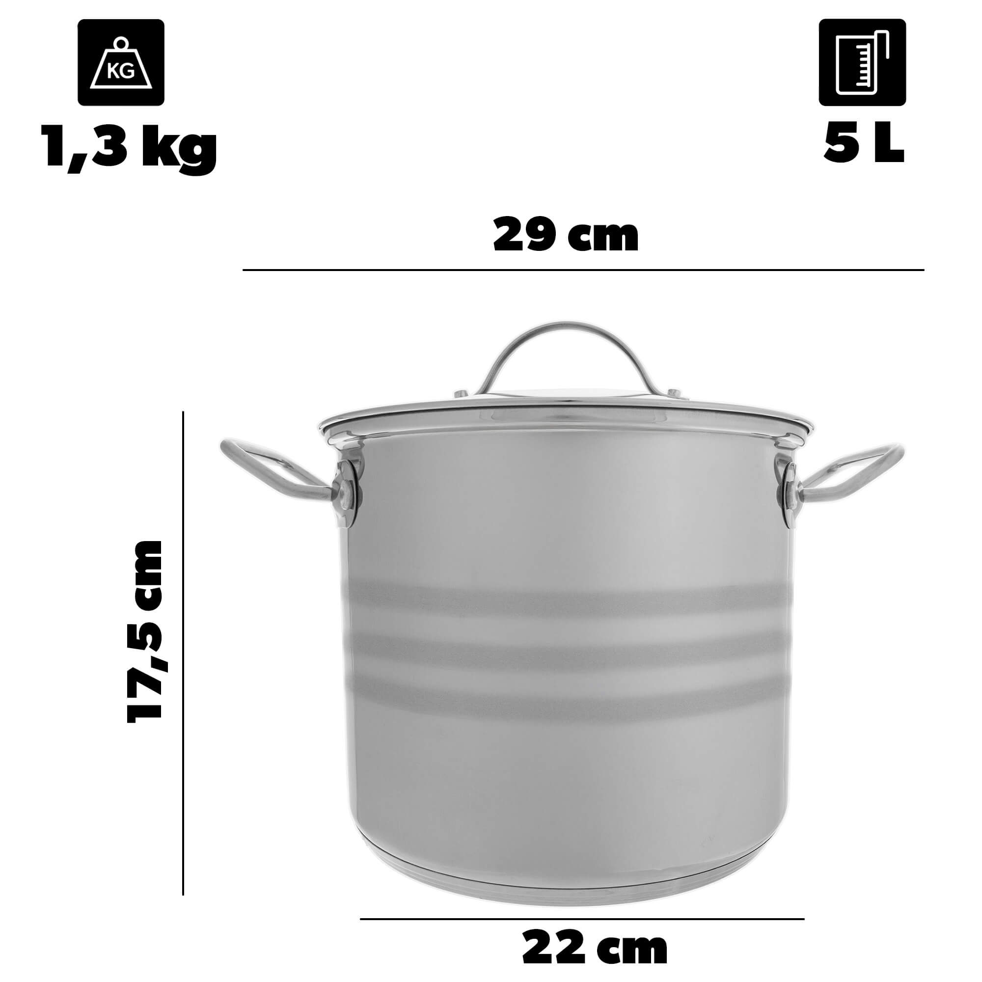 Garnek stalowy Sveg z pokrywką 5L