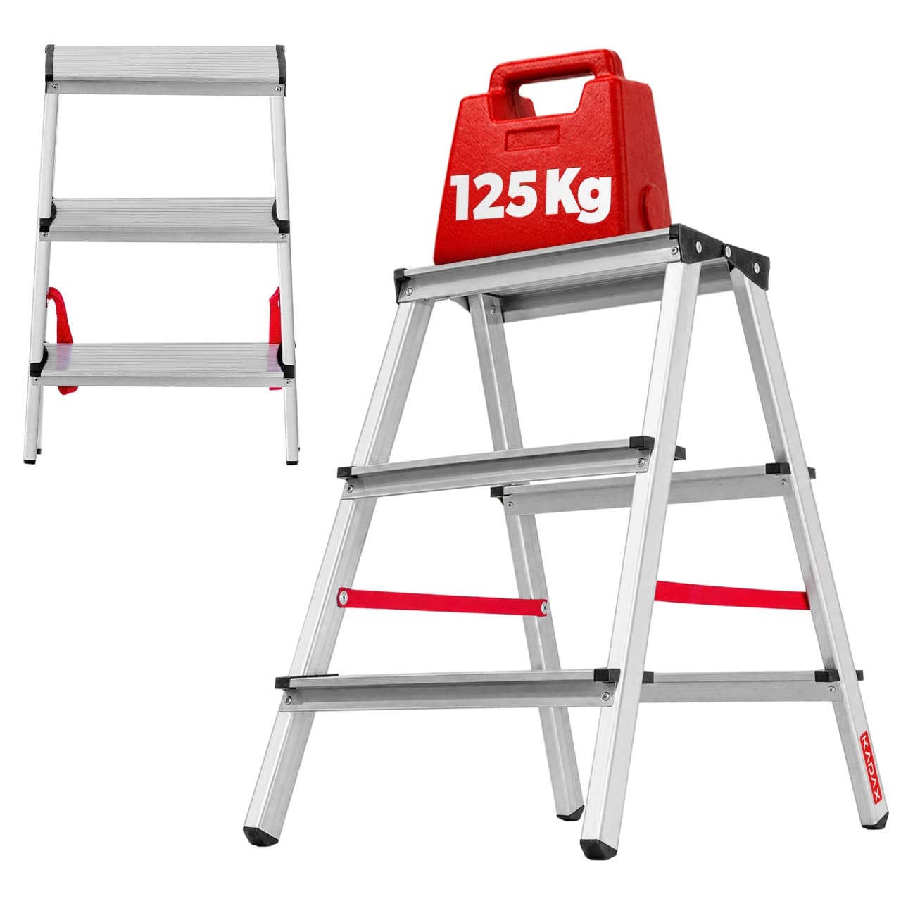 Drabina aluminiowa dwustronna Telti 3 stopnie