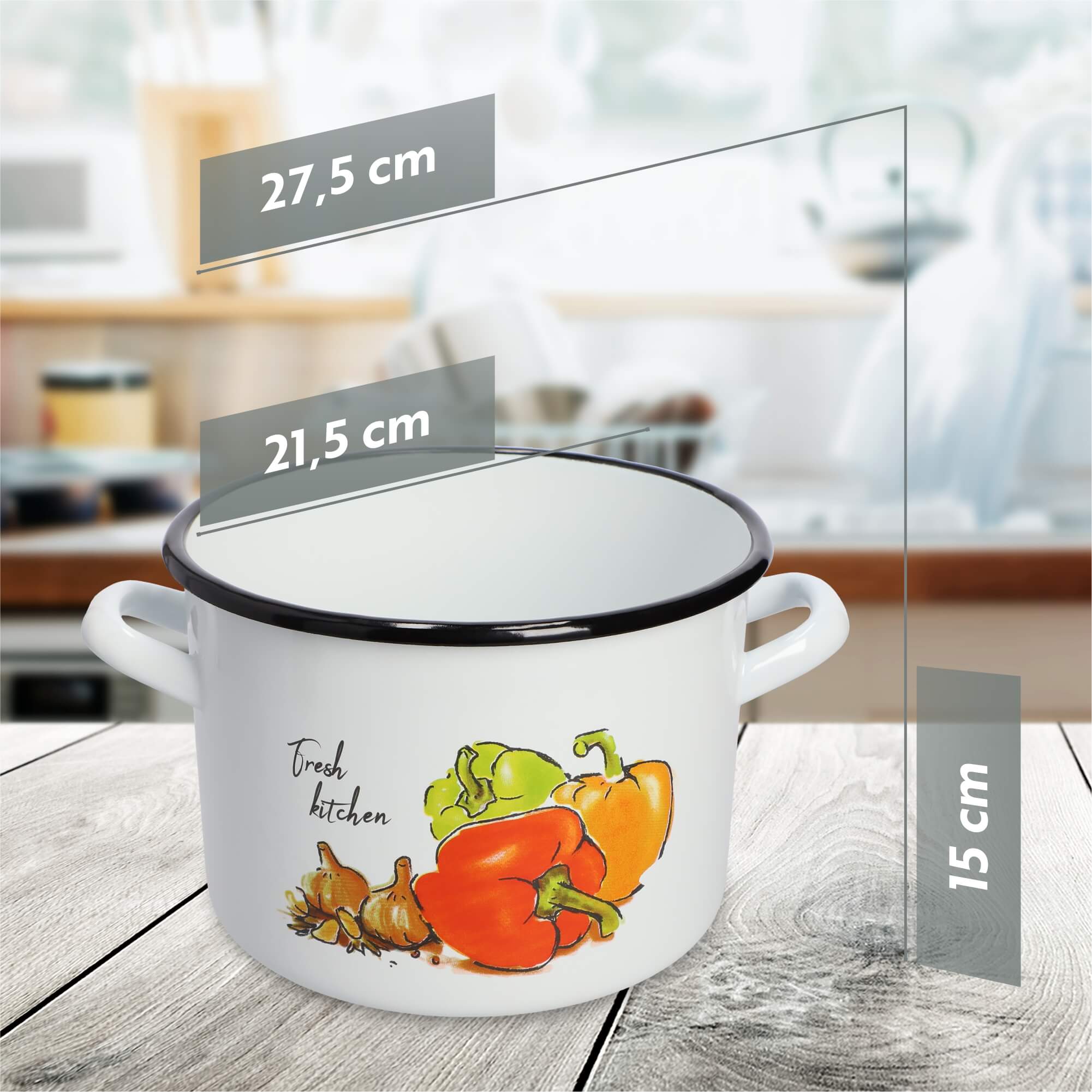Garnek wysoki emaliowany 4.4L, papryka