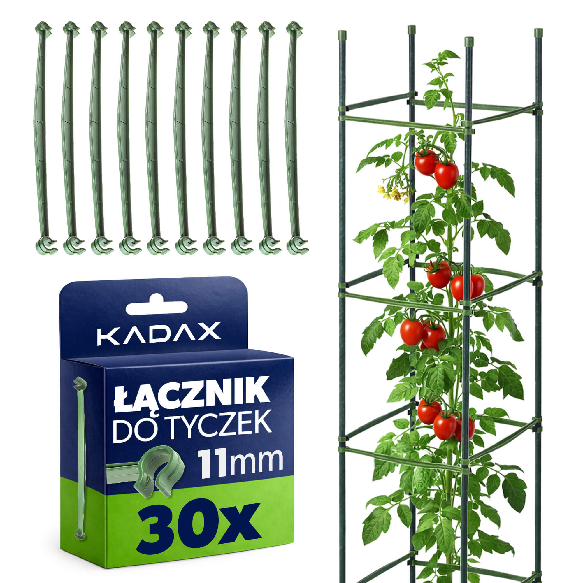 Łączniki do tyczek Roynac 11 mm zielone 30 szt.