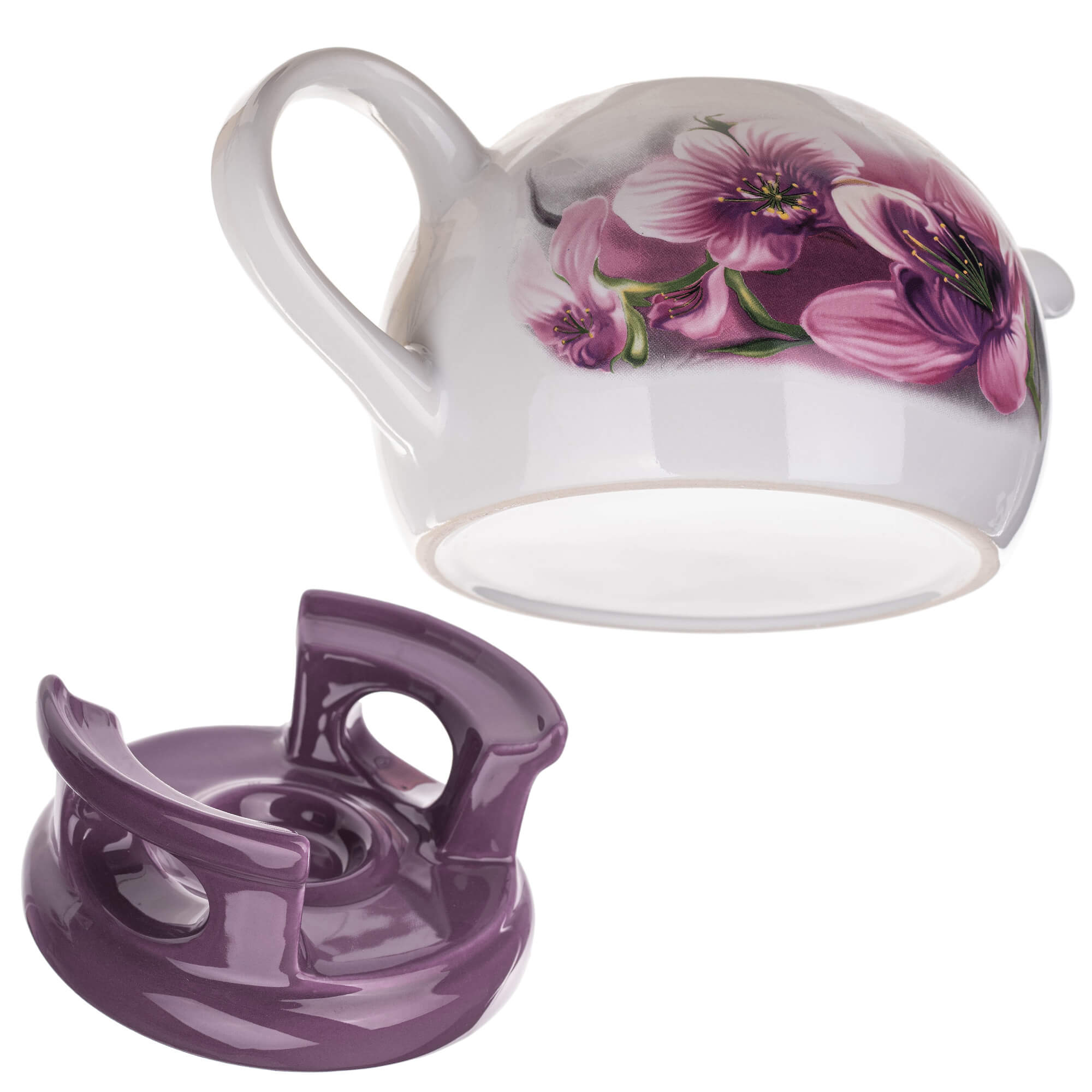 Dzbanek ceramiczny z podgrzewaczem Irais 1L biało-fioletowy