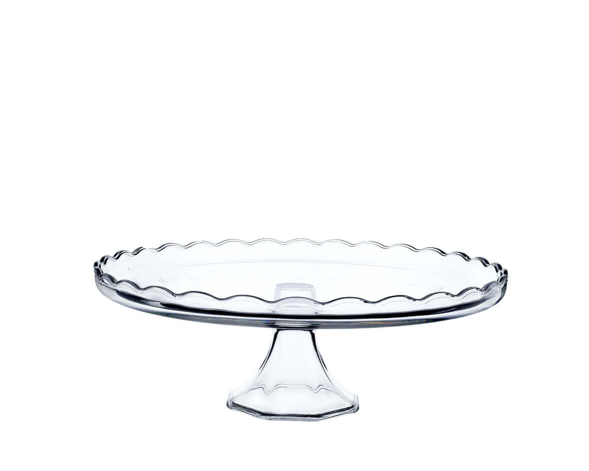 Patera szklana na nodze do ciast 32 cm