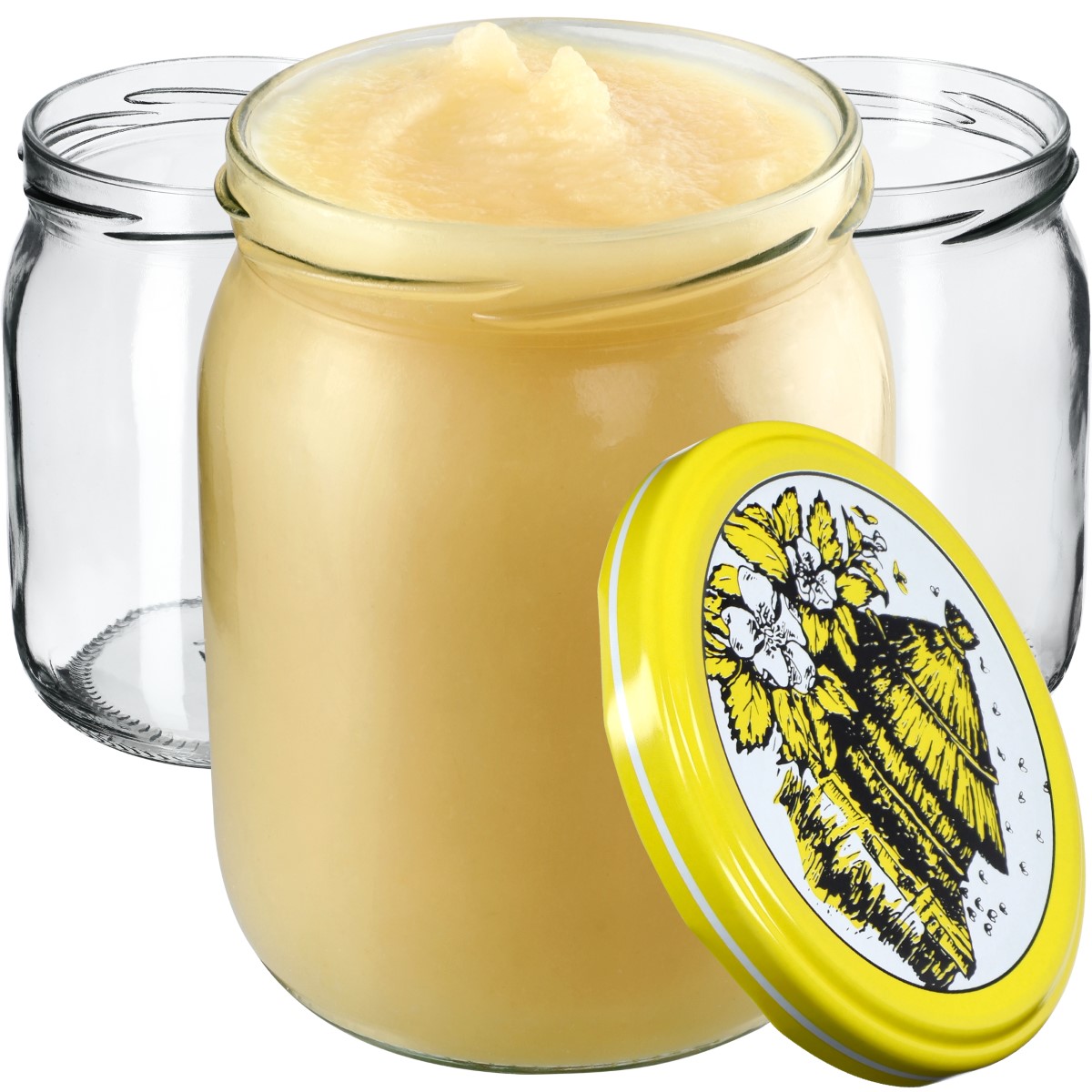 Słoiki Senna 540ml 16szt fi 82 mm + wieczka "Pszczoły"