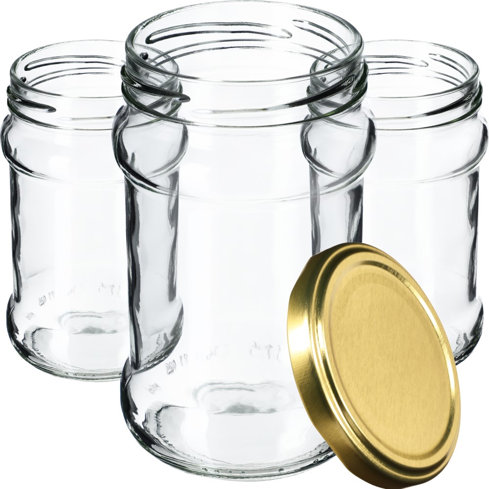 Słoiki na przetwory Seno 315ml 50szt fi 66 mm + wieczka złote