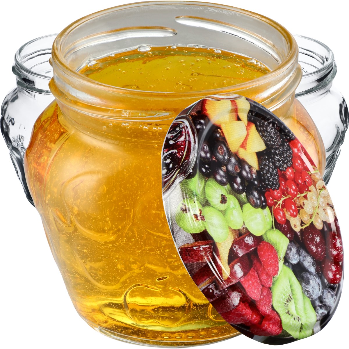 Słoiki Kemi 200ml 20szt fi 66 mm + wieczka "Owoce"