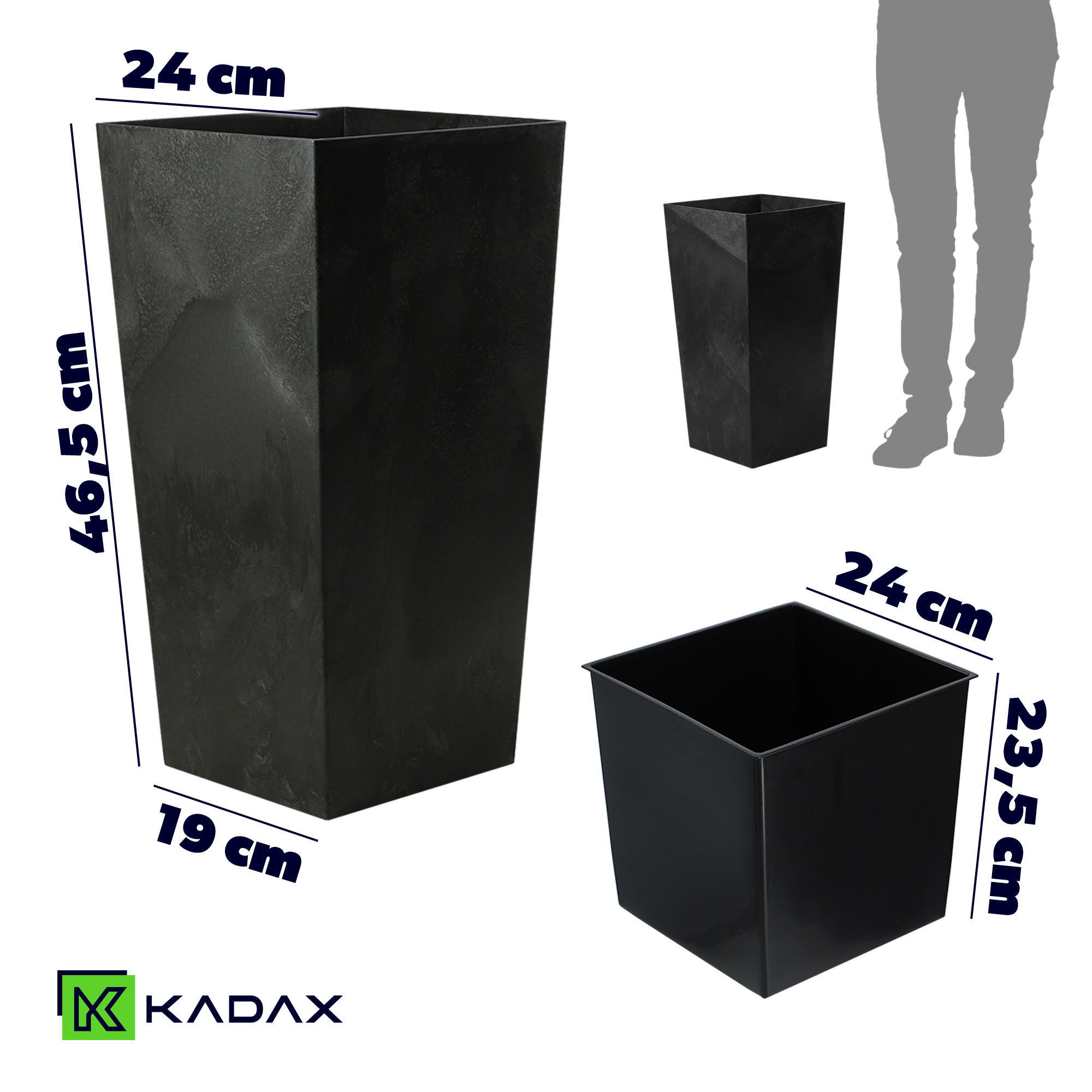 Donica ogrodowa Pesaro 25cm czarny beton