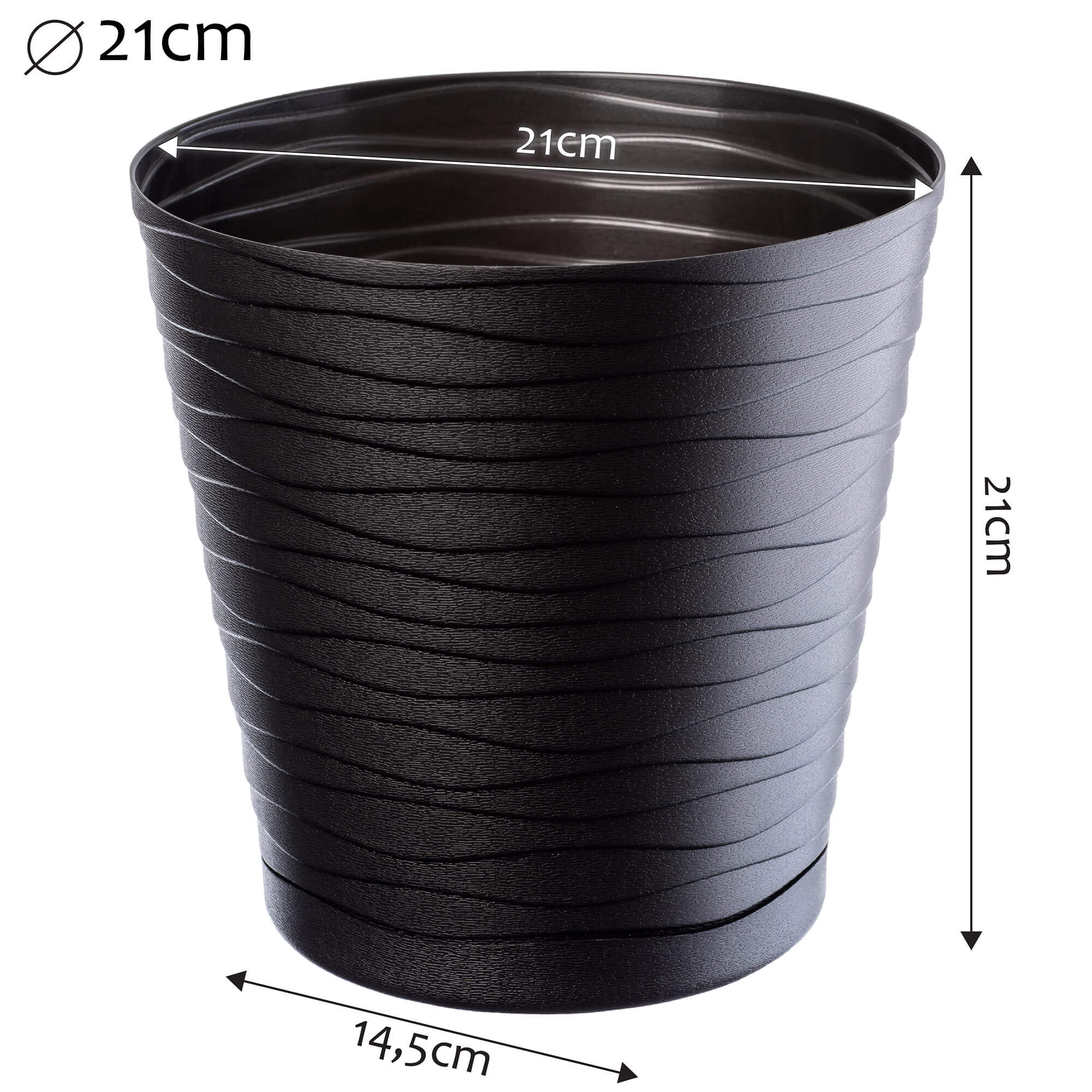 Doniczka z podstawką Greve 21 cm, czarna