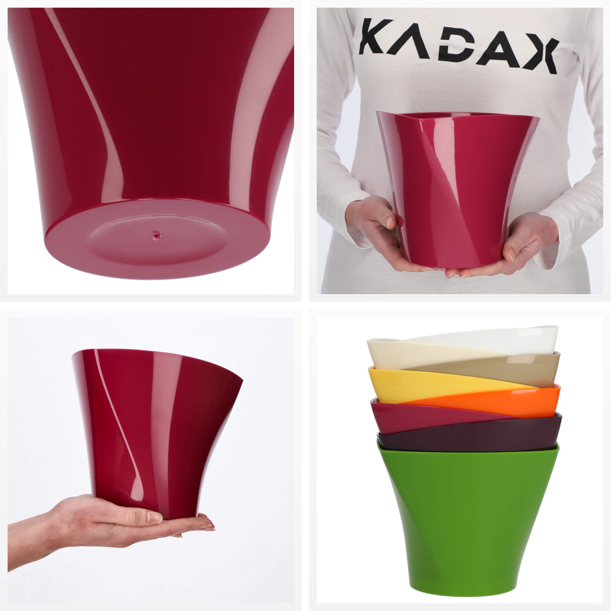 Doniczka asymetryczna 19 cm, amarantowa