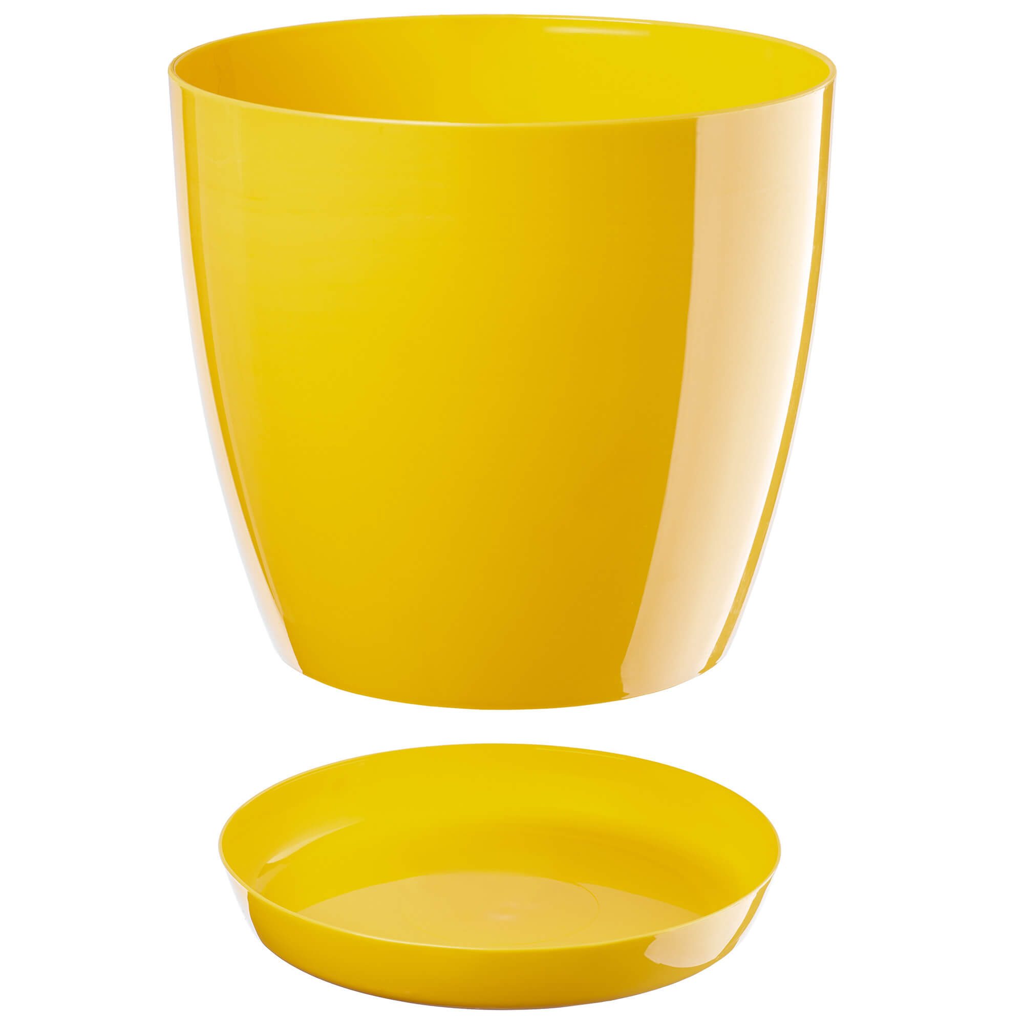 Doniczka na kwiaty z podstawką 16 cm, zółta