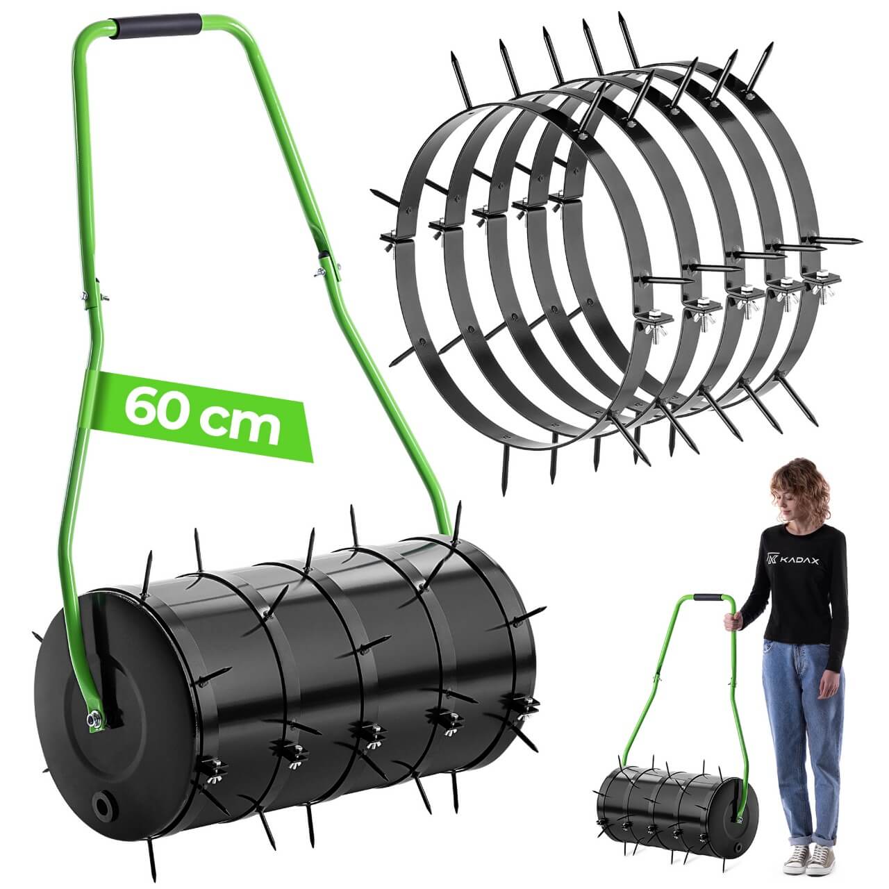 Walec ogrodowy Thann 60 cm 48L z kolcami czarny