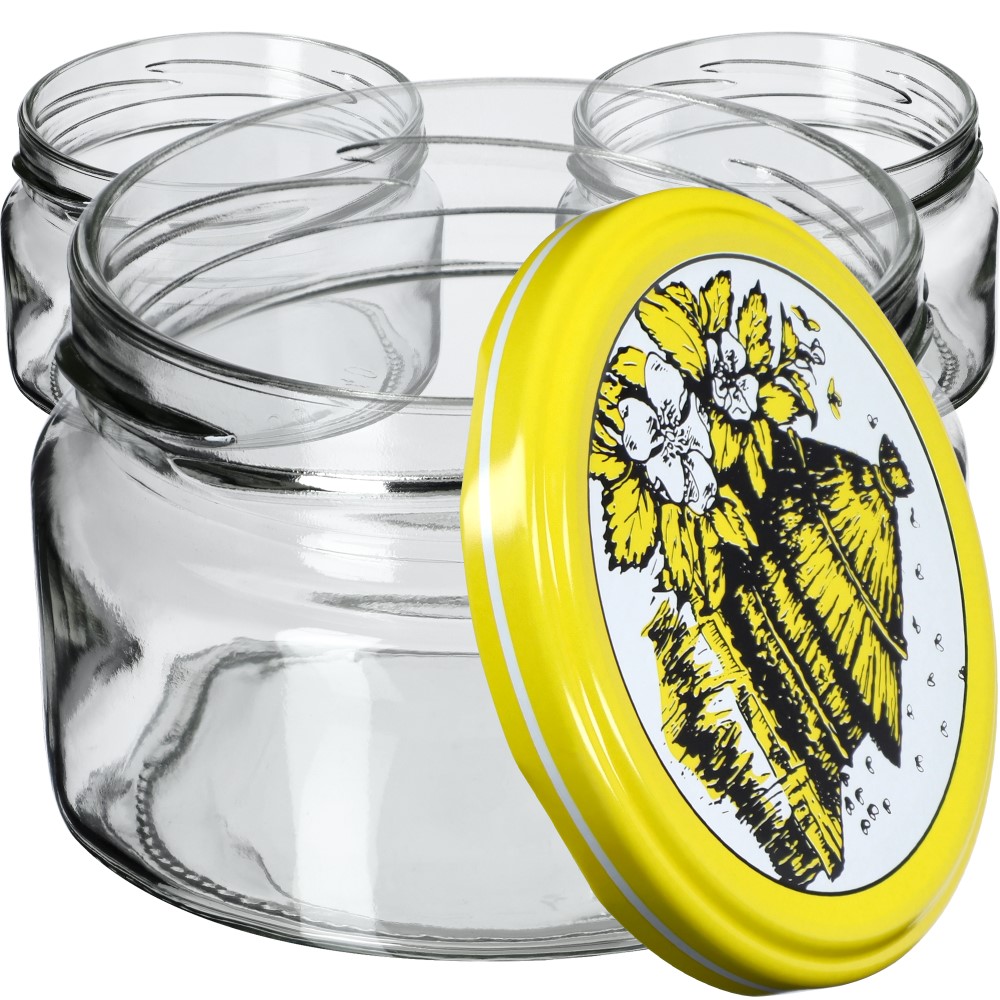 Słoiki na przetwory Denia 250ml 50szt fi 82 mm + wieczko "Pszczoły"