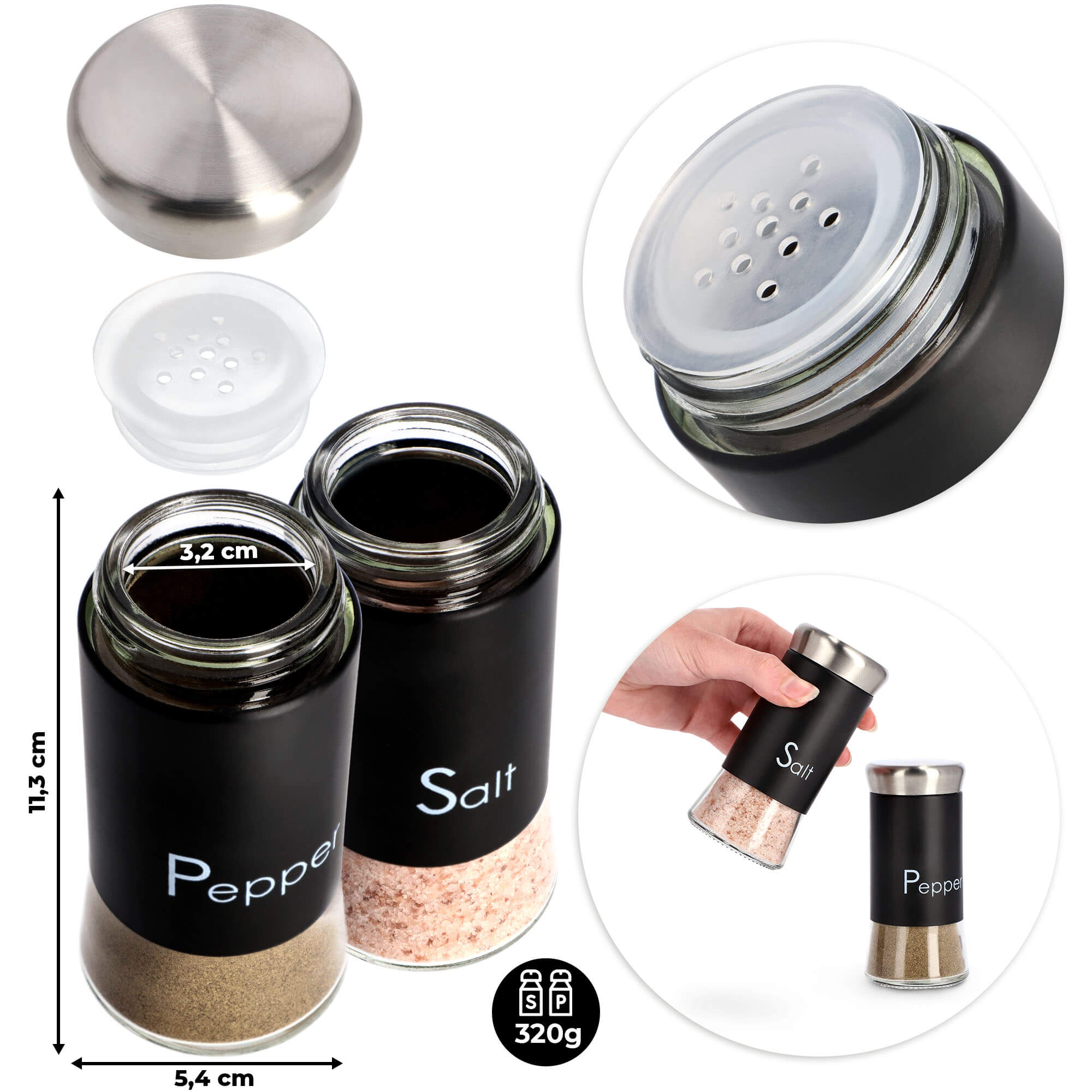 Pojemniki na sól i pieprz Force 150 ml 2 szt.