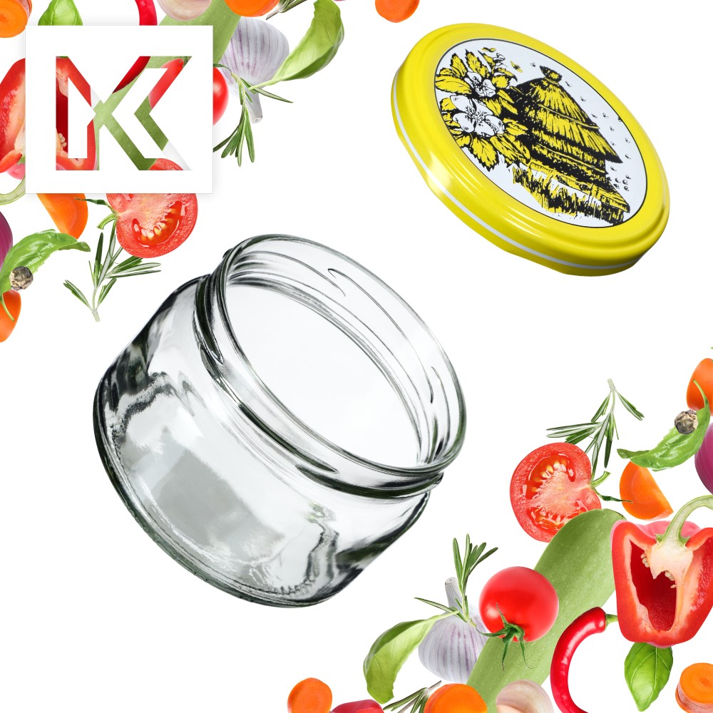 Słoiki na przetwory Denia 250ml 50szt fi 82 mm + wieczko "Pszczoły"
