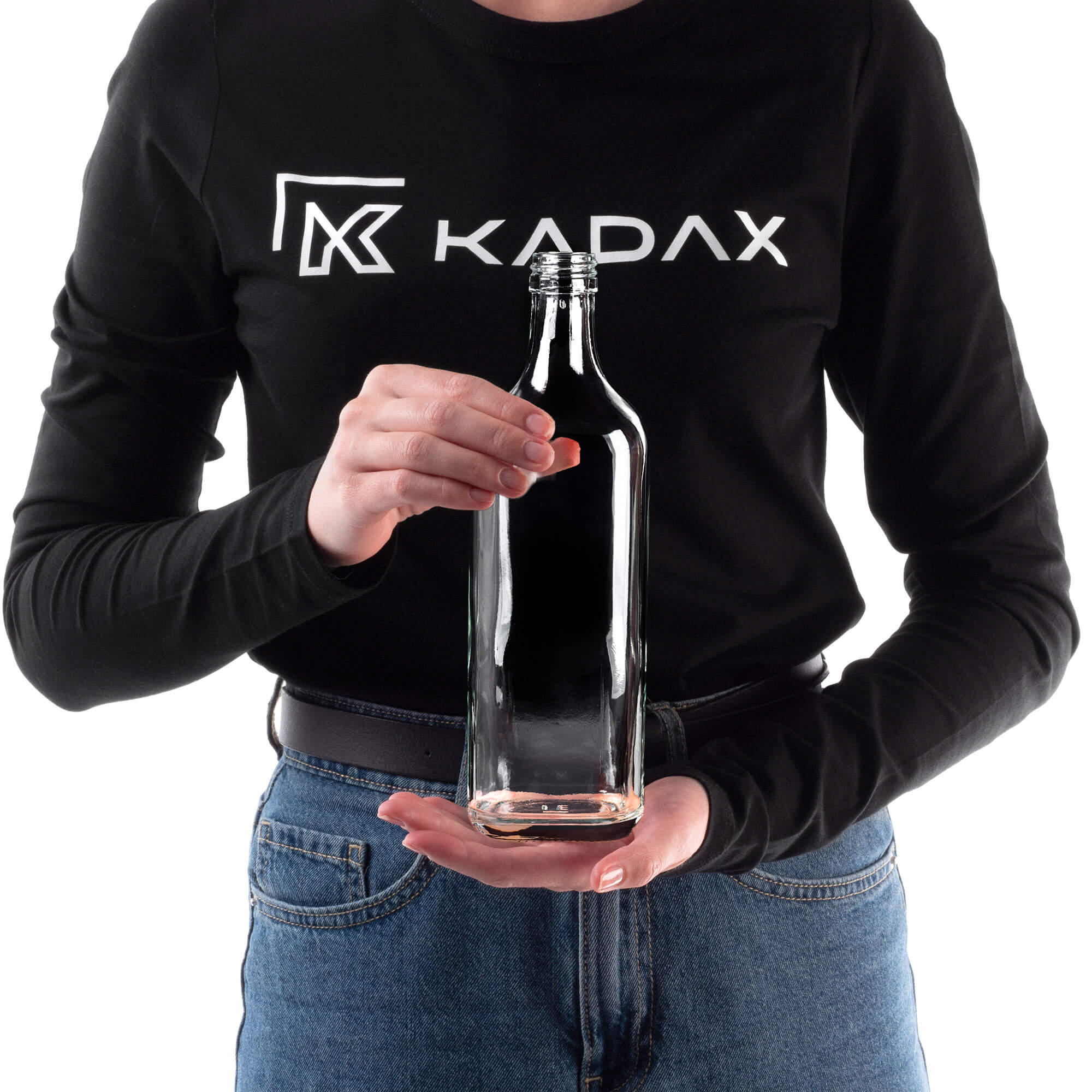 Szklana butelka na whisky Vigna 500ml z czarną zakrętką 5 szt.