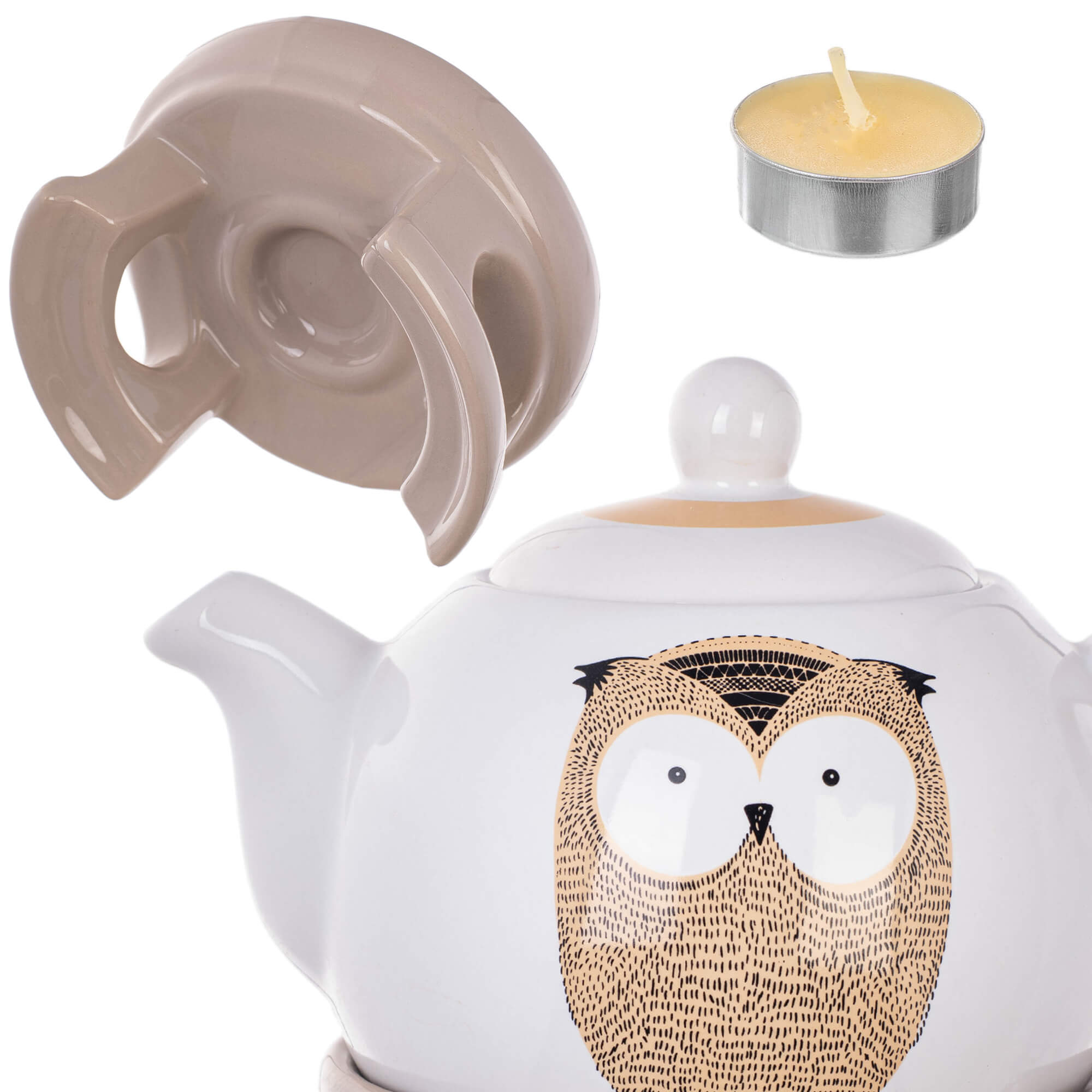 Dzbanek ceramiczny z podgrzewaczem Irais 1L sowa