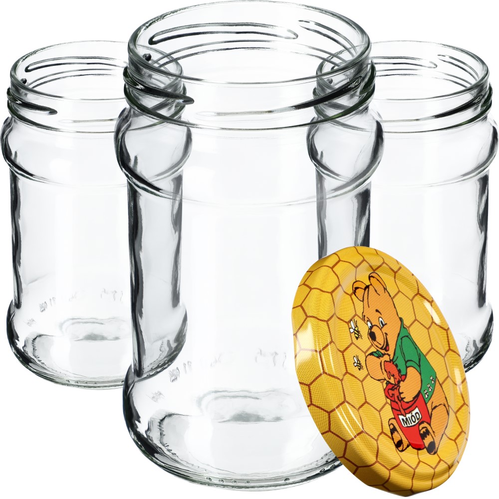 Słoiki na przetwory Seno 315ml 100szt fi 66 mm + wieczka "Miód"