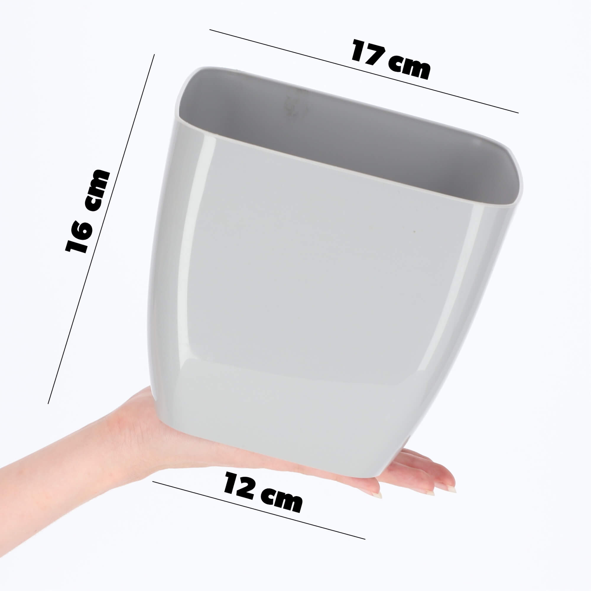 Doniczka kwadratowa Borgo 17 cm, szara