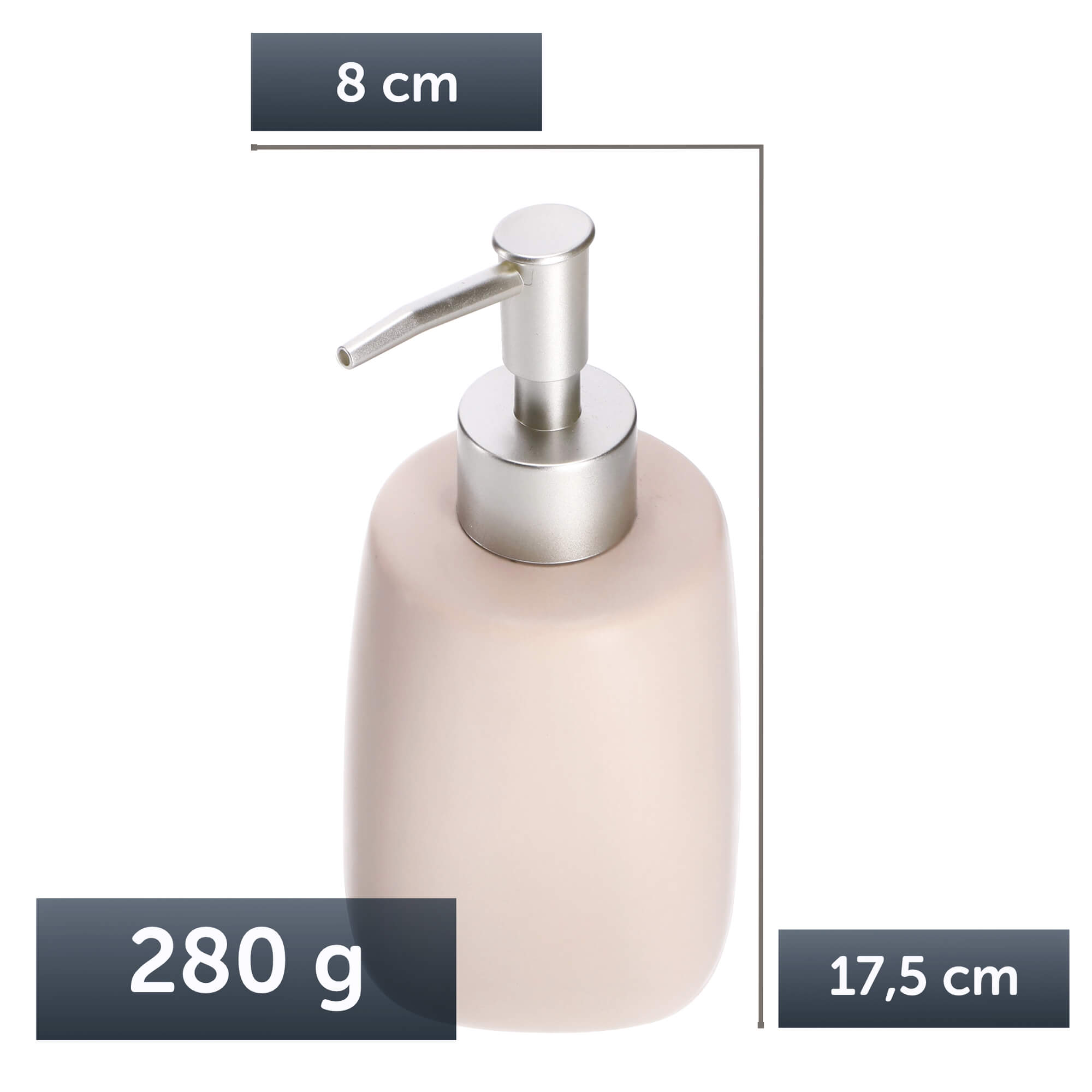 Dozownik na mydło Palmi z pompką 400 ml, beżowy
