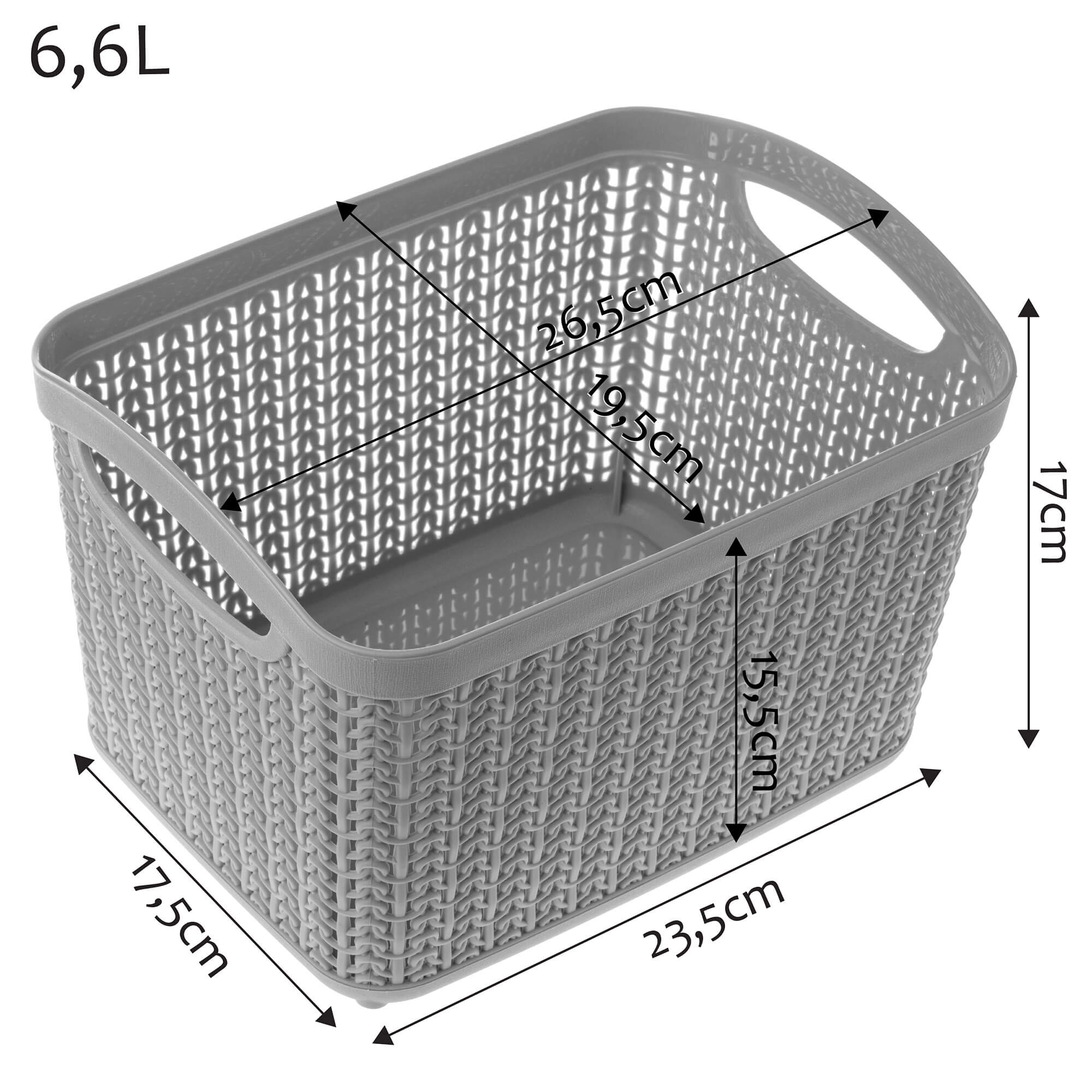 Koszyk plastikowy prostokątny Fonti 6.6L, szary, 2 szt.