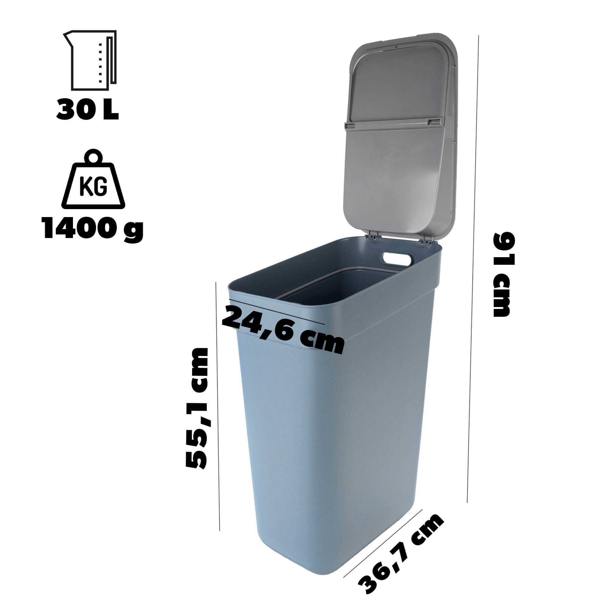 Kosz do segregacji śmieci Curver Ready to Collect 30L niebieski