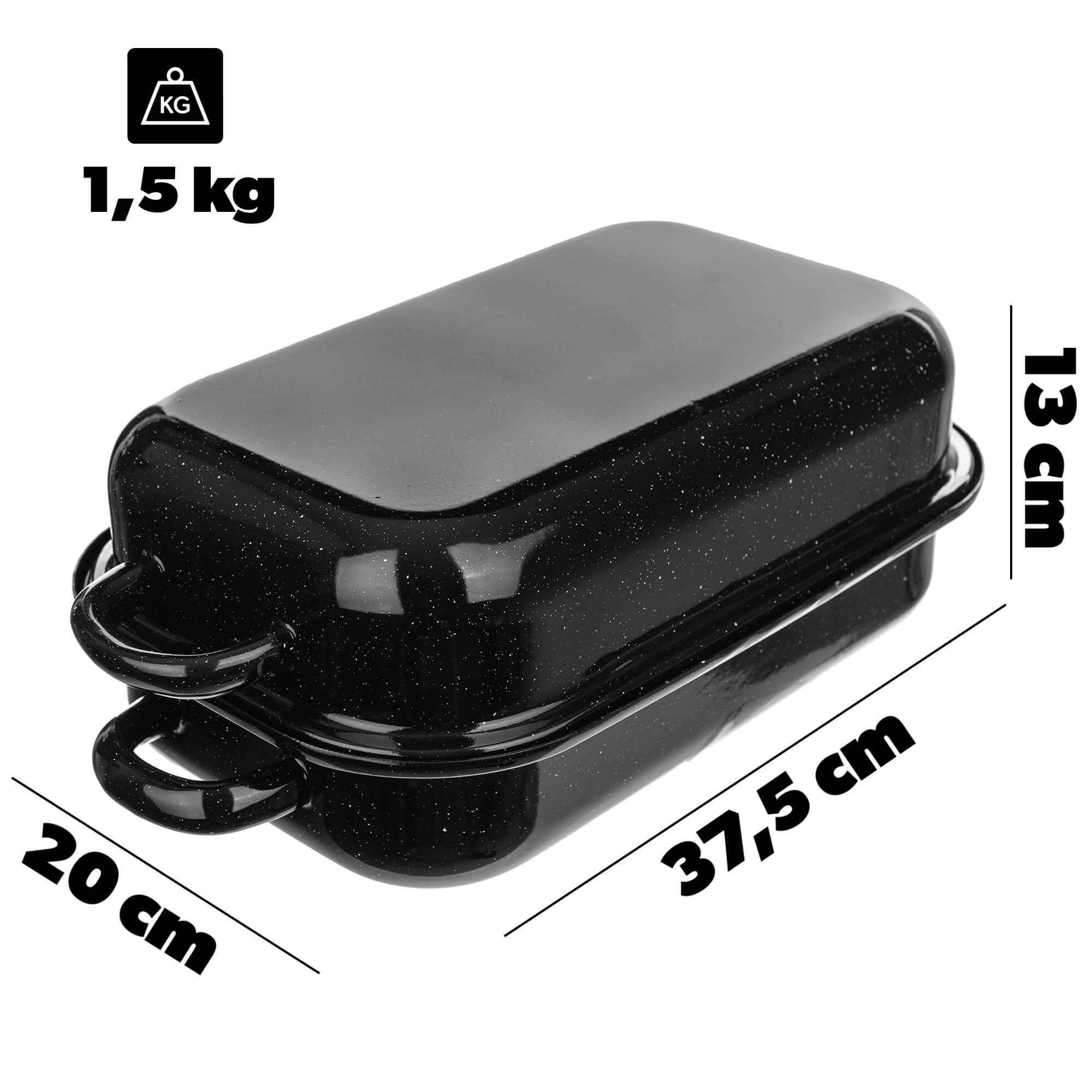 Gęsiarka emaliowana Mayet 38 cm prostokątna czarna