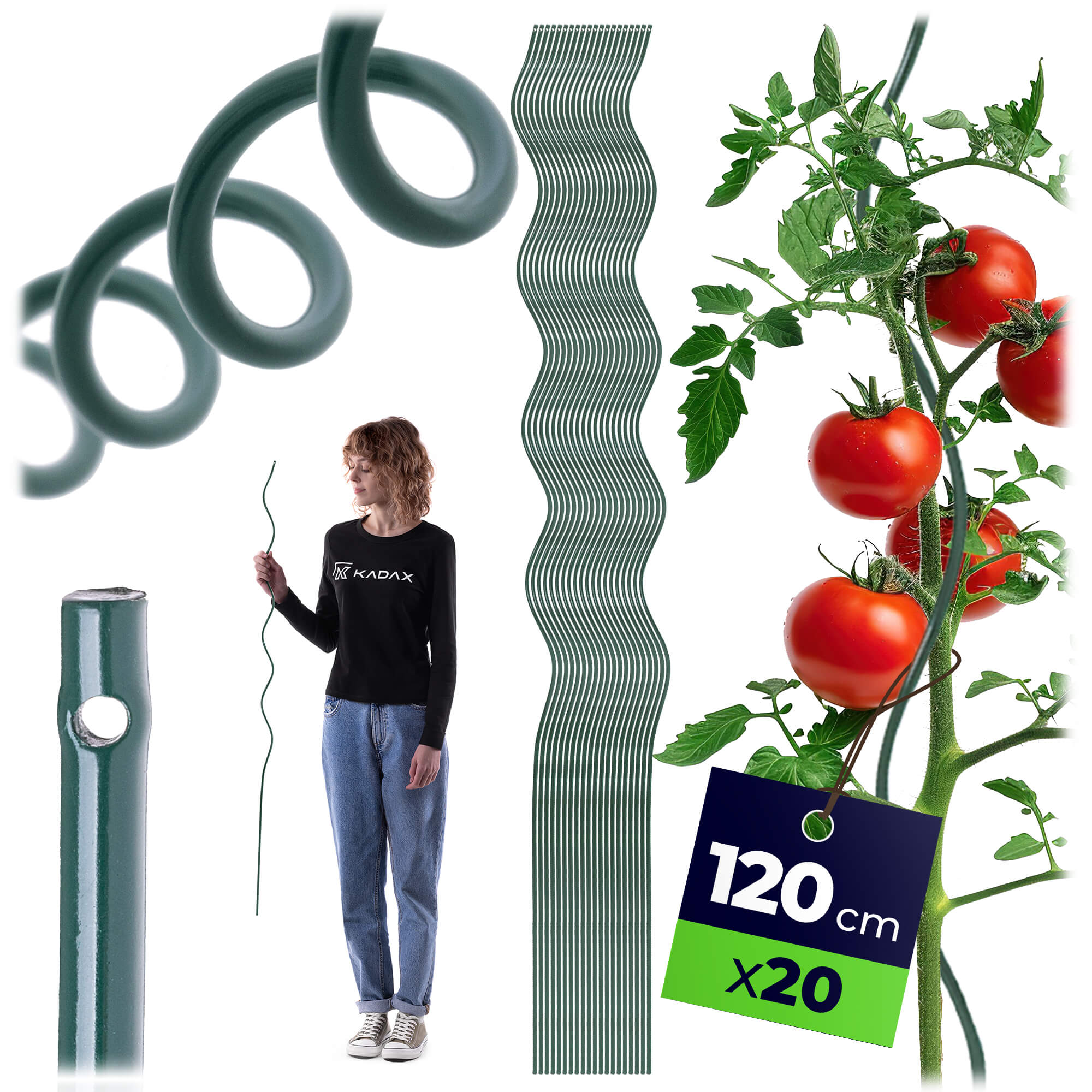 Tyczka spiralna do roślin Langeot 120 cm stal + PE 20 szt.