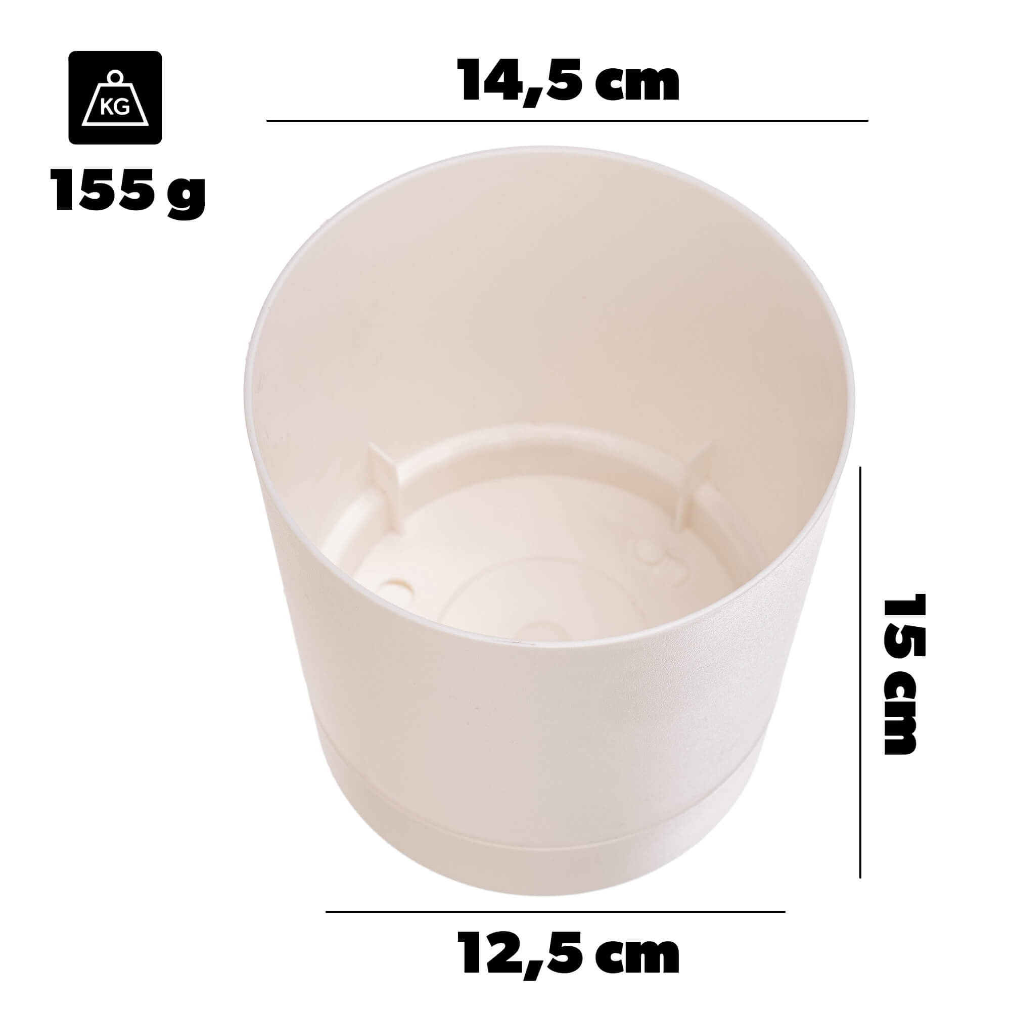 Donica z podstawką Verri 14.5 cm kremowa 2 szt.