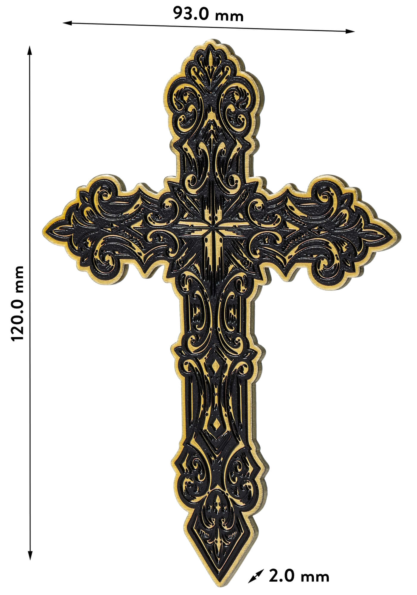 Krzyż metalowy na lodówkę 12 x 9 cm