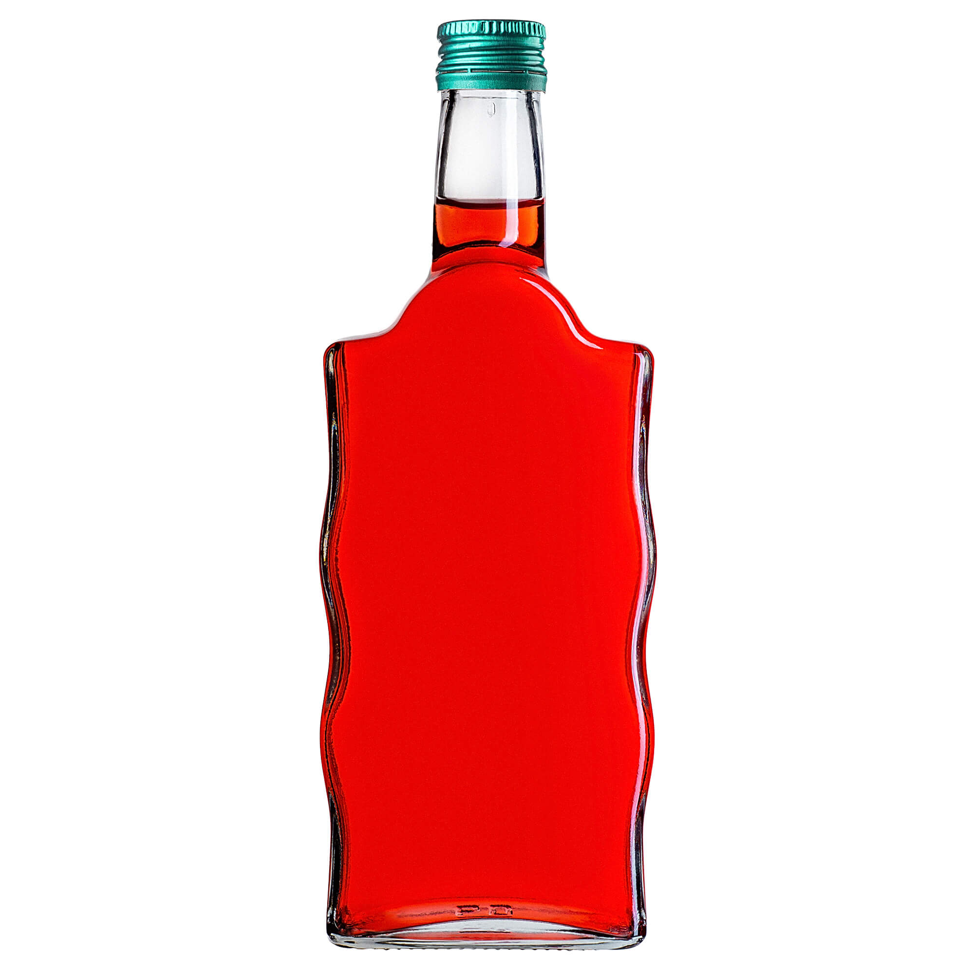 Szklana butelka na nalewkę Fala 500ml z zieloną zakrętką 5 szt.