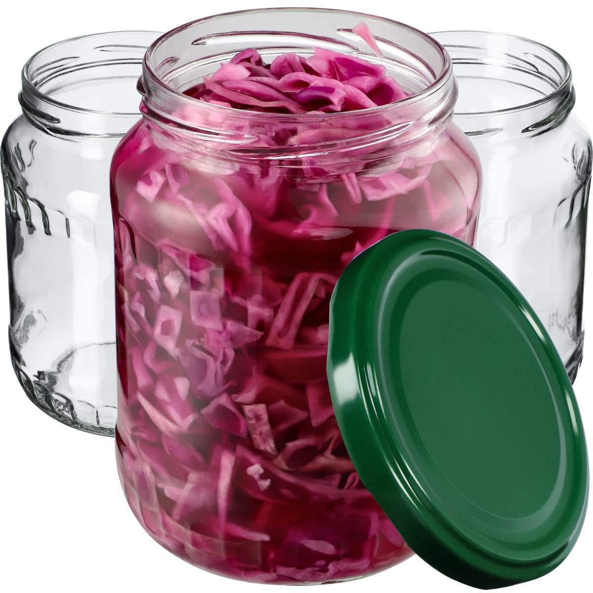 Słoiki na przetwory Jukka 720ml 48szt fi 82 mm + wieczka zielone