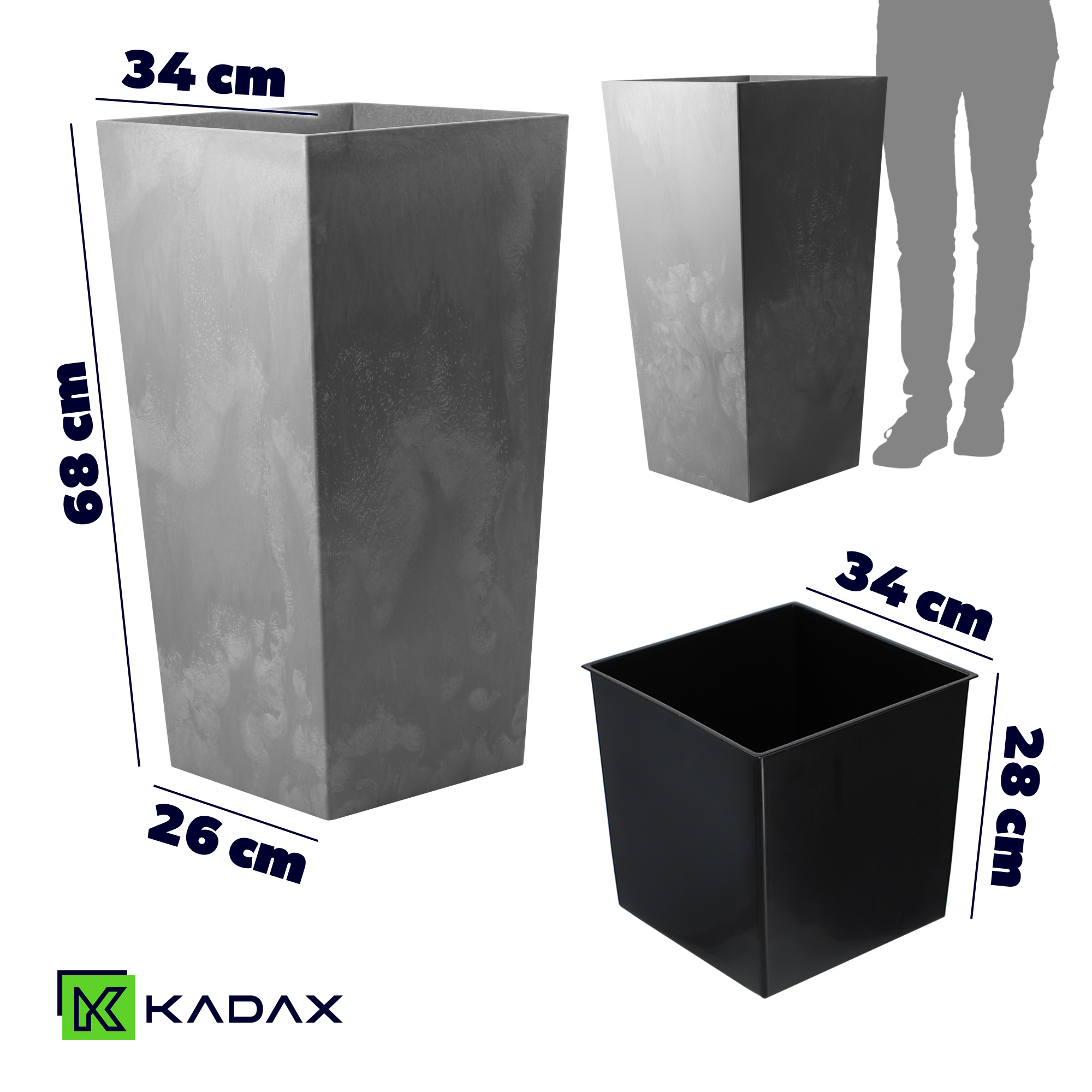 Donica ogrodowa Pesaro 35cm szary beton